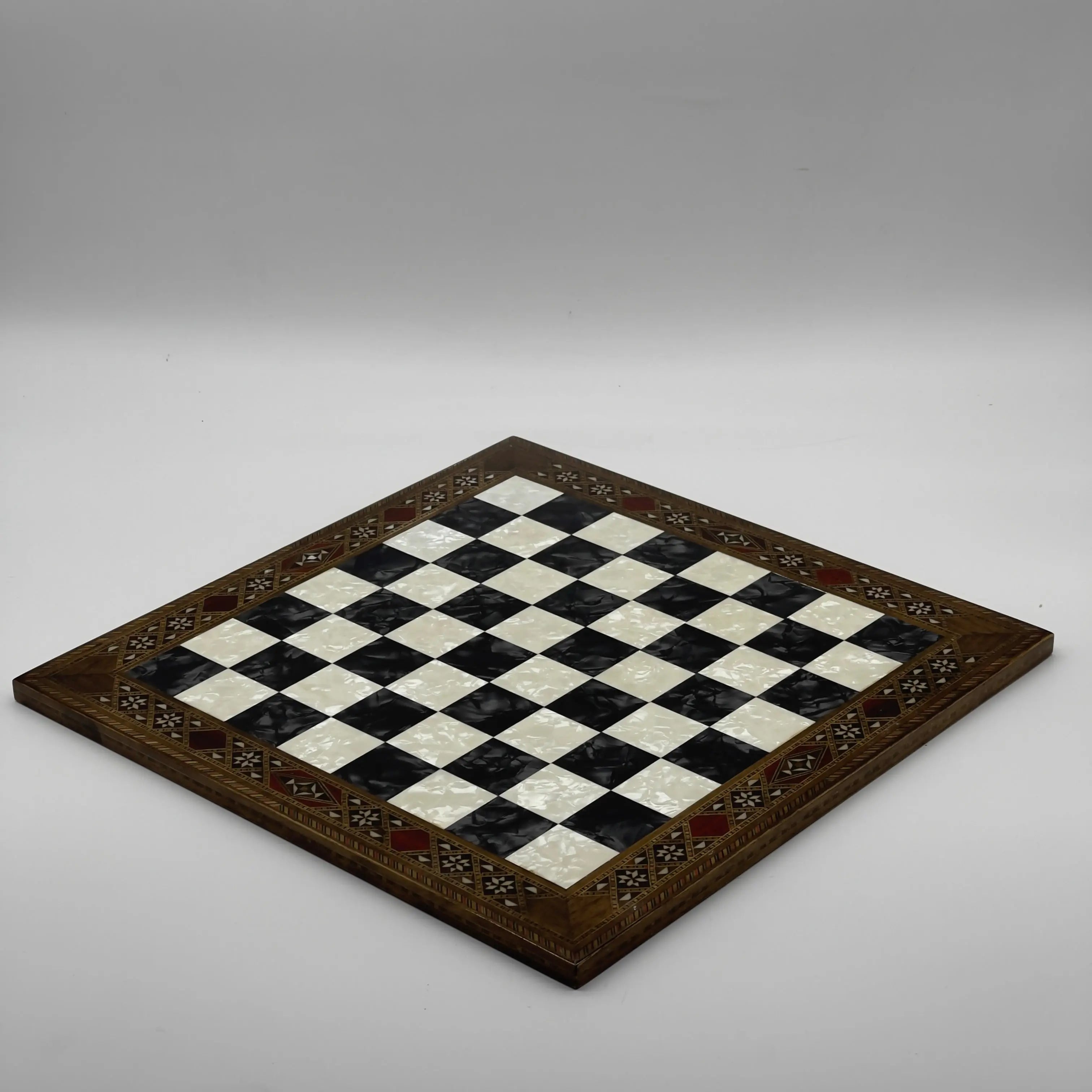 14.9" Handmade Custom Pattern Luxury Wooden Black Chess Board