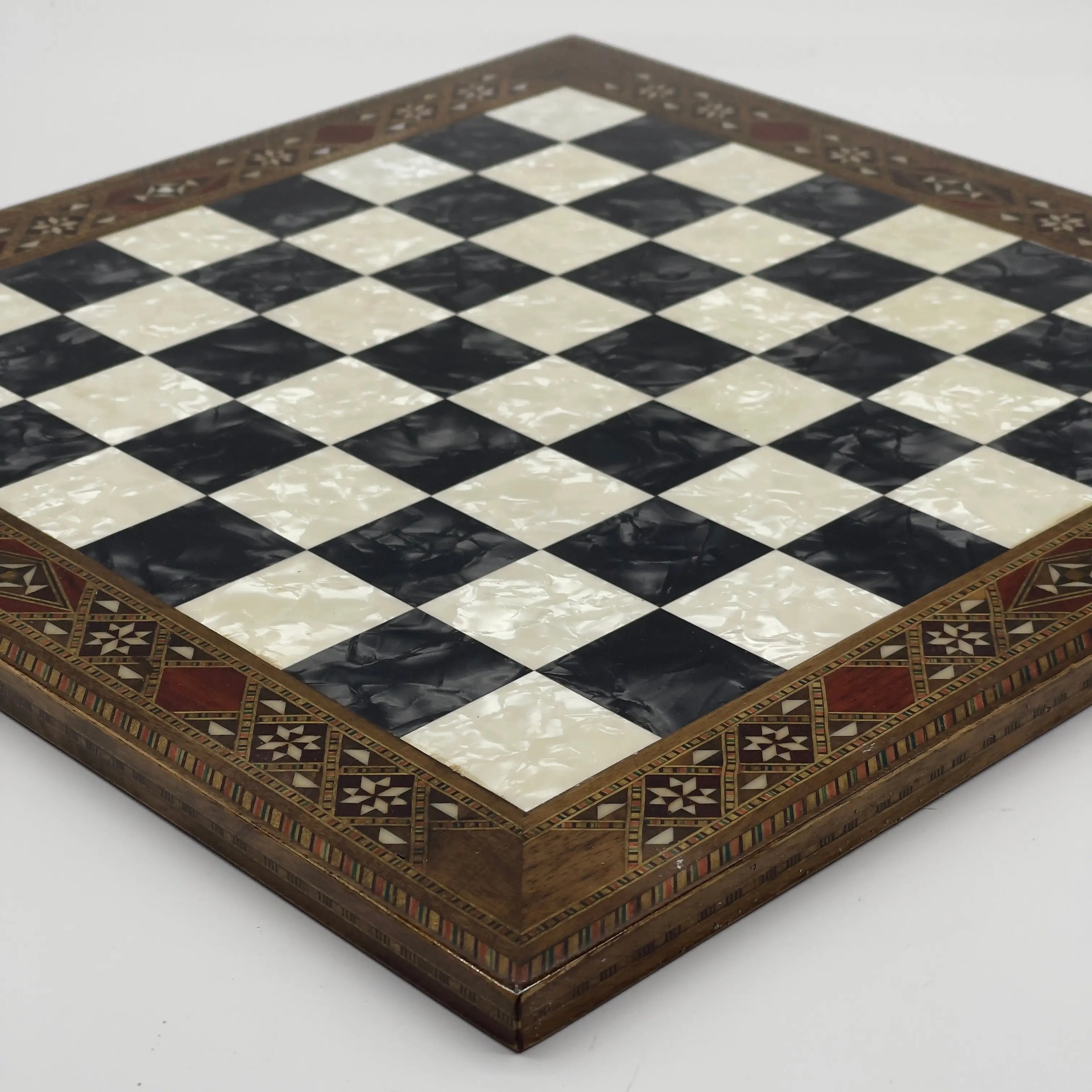 14.9" Handmade Custom Pattern Luxury Wooden Black Chess Board