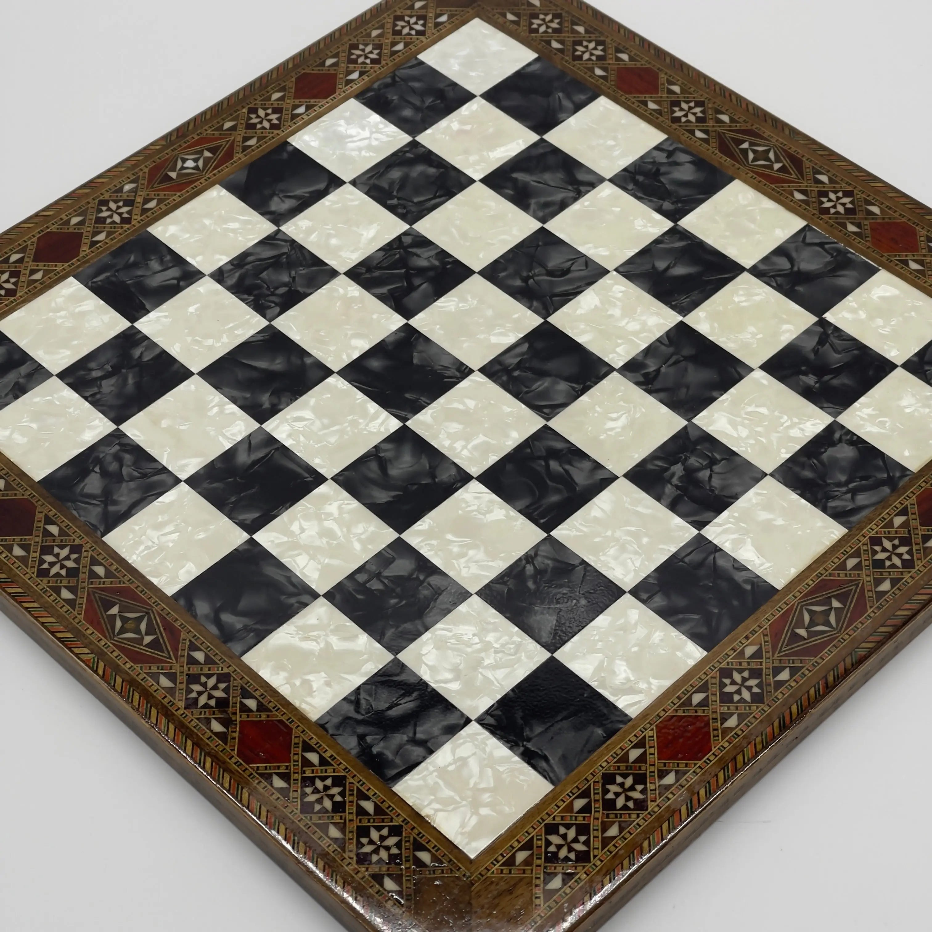 14.9" Handmade Custom Pattern Luxury Wooden Black Chess Board