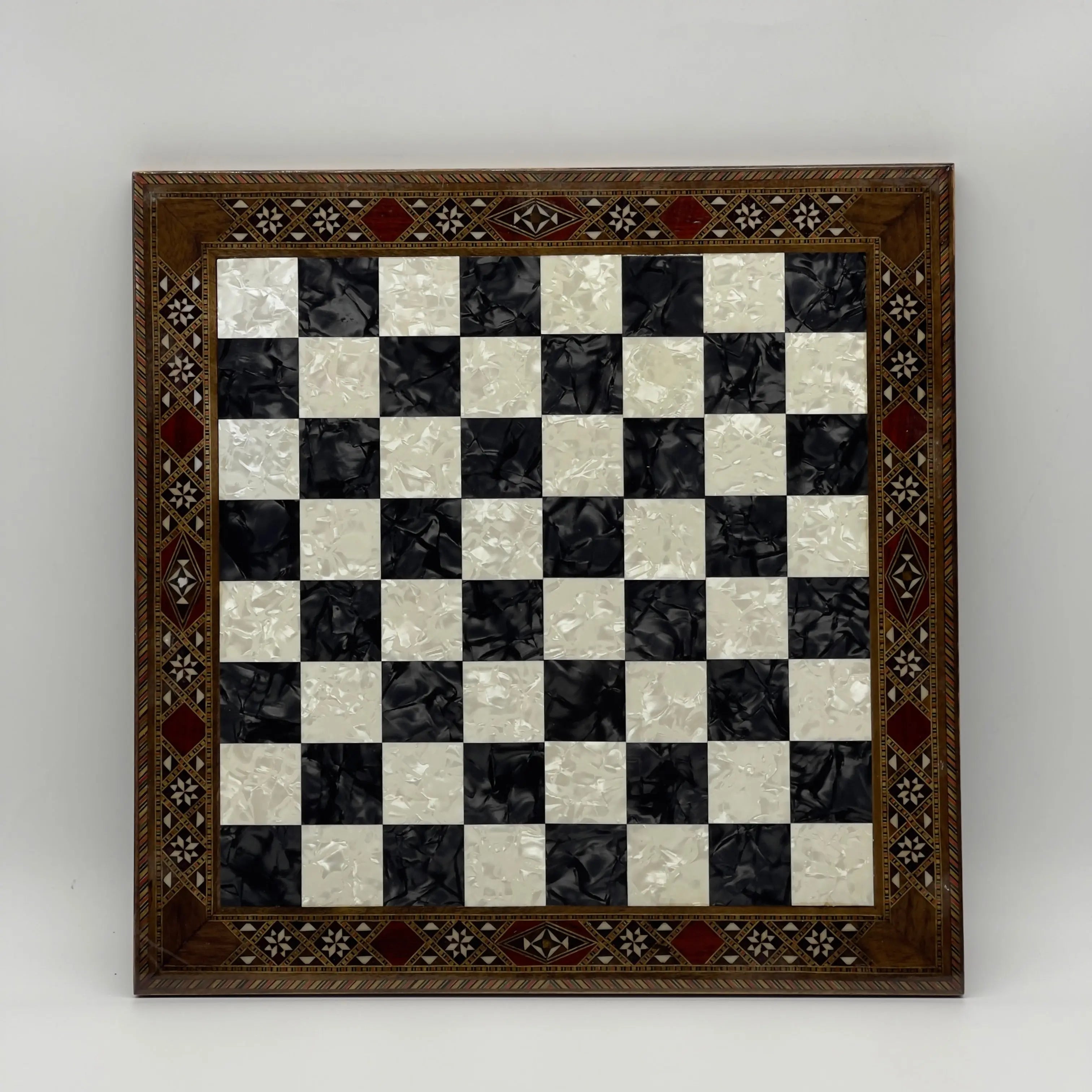 14.9" Handmade Custom Pattern Luxury Wooden Black Chess Board