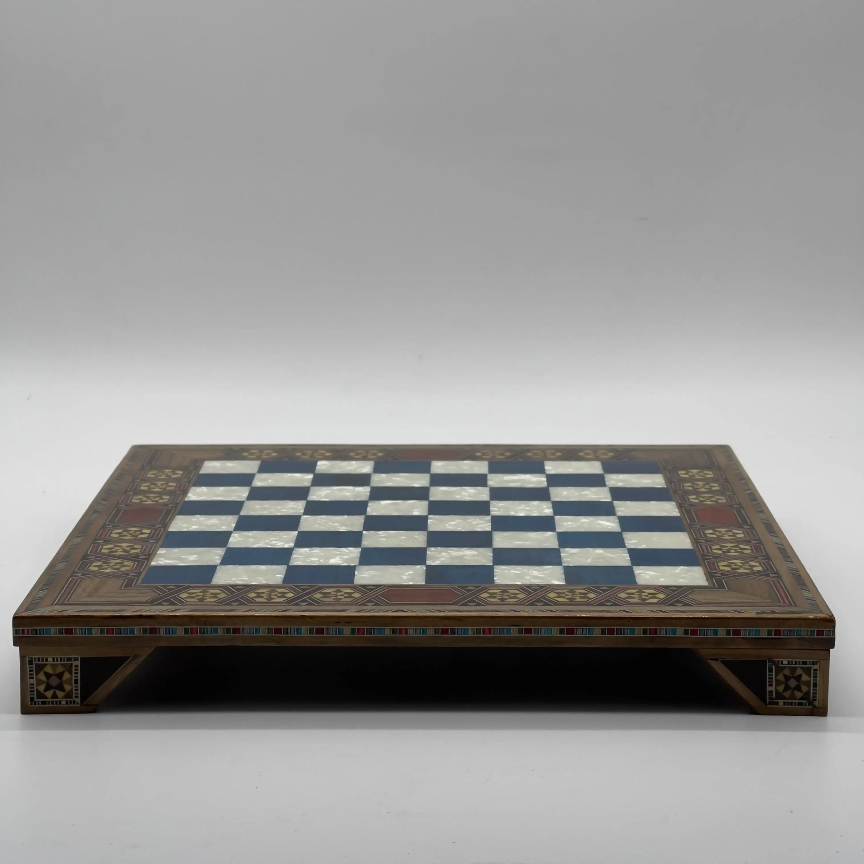 Blue Handmade  Luxury Wooden Chess Board with Legs