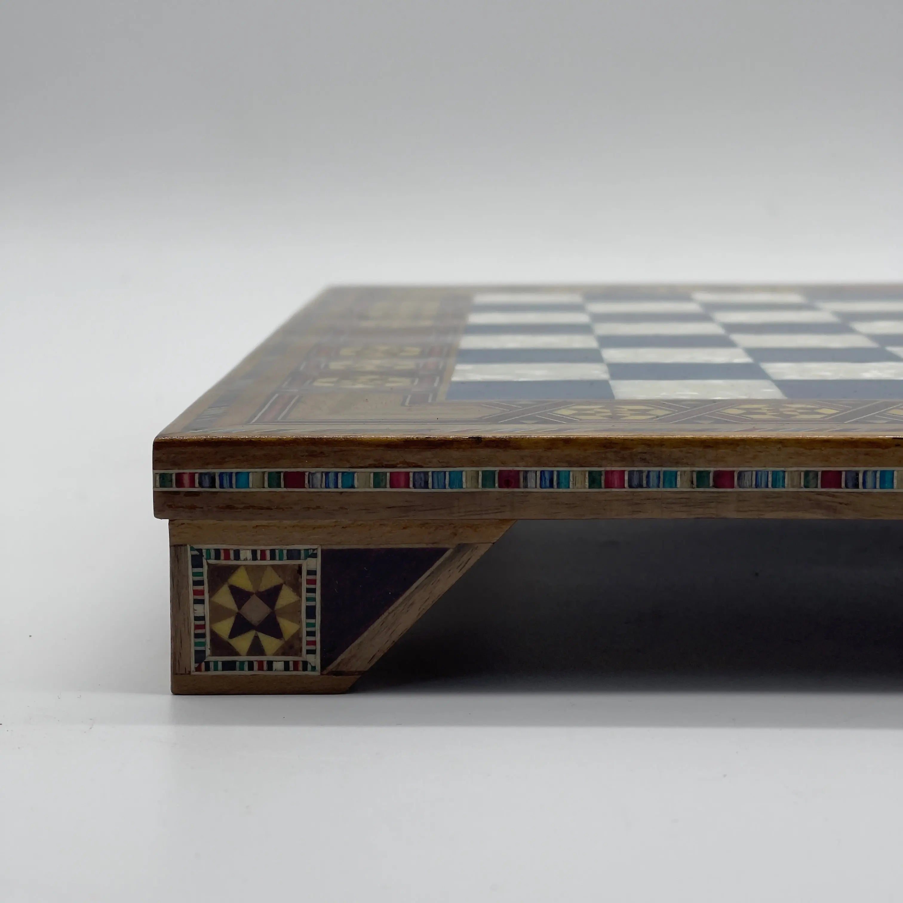 Blue Handmade  Luxury Wooden Chess Board with Legs