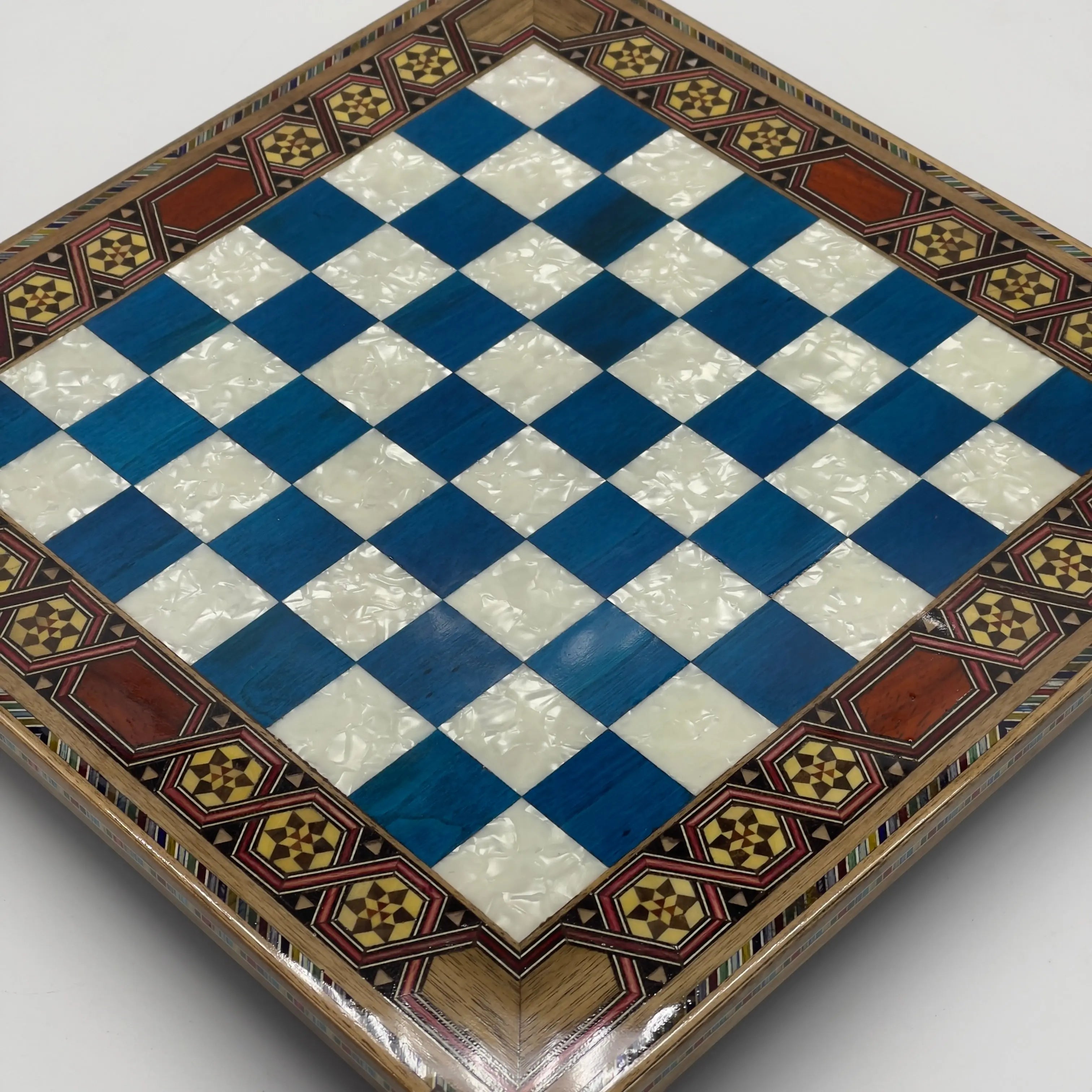Blue Handmade  Luxury Wooden Chess Board with Legs