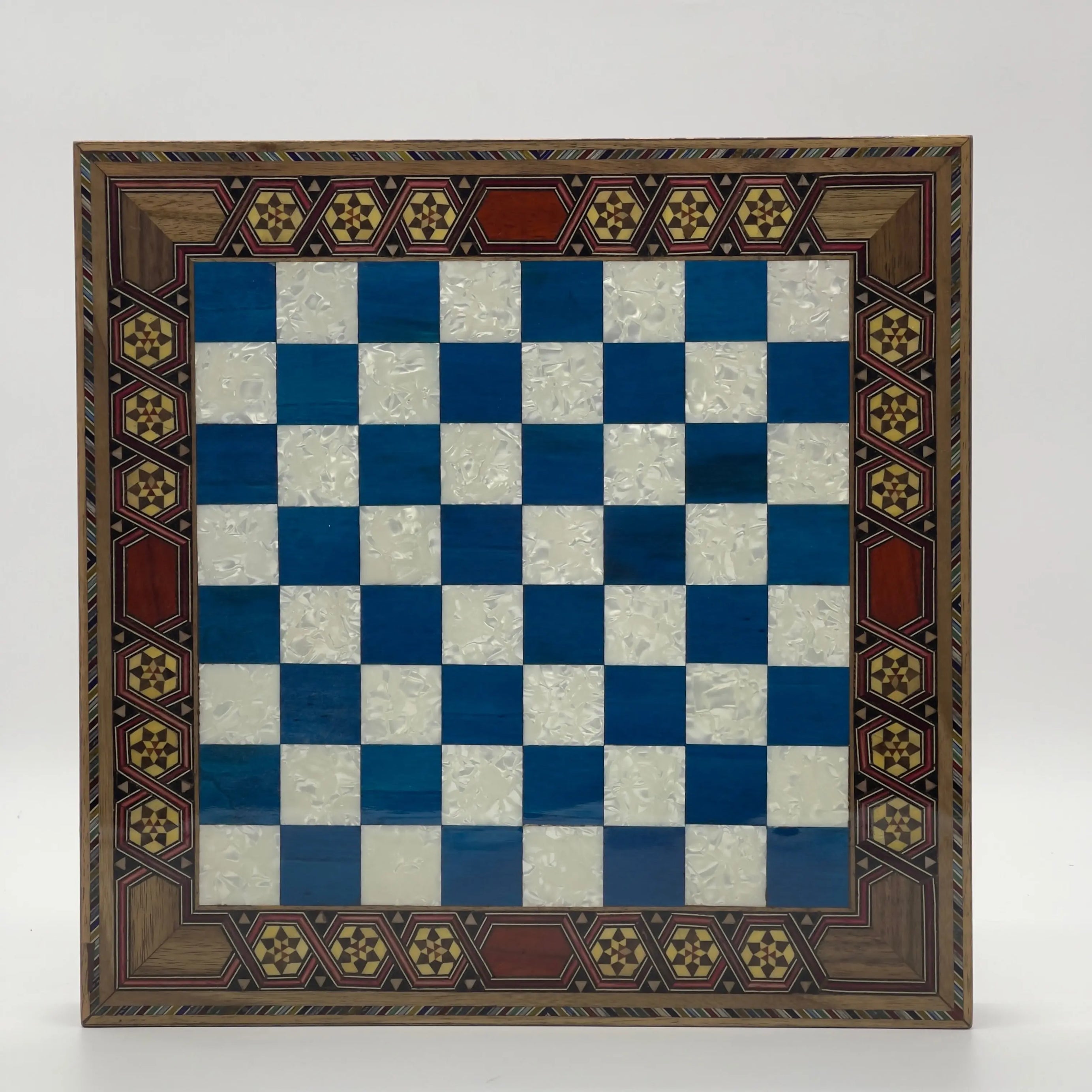 Blue Handmade  Luxury Wooden Chess Board with Legs