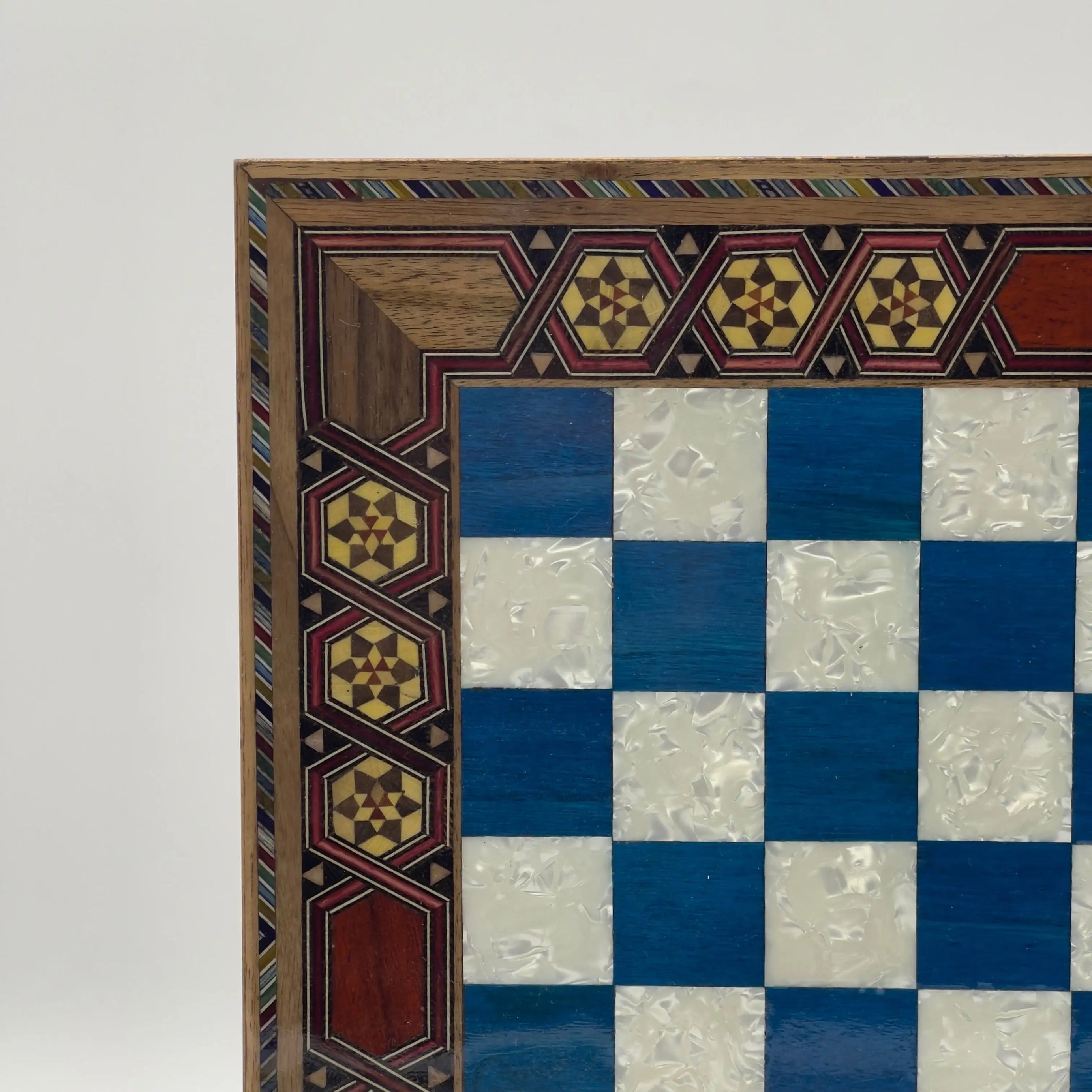 Blue Handmade  Luxury Wooden Chess Board with Legs