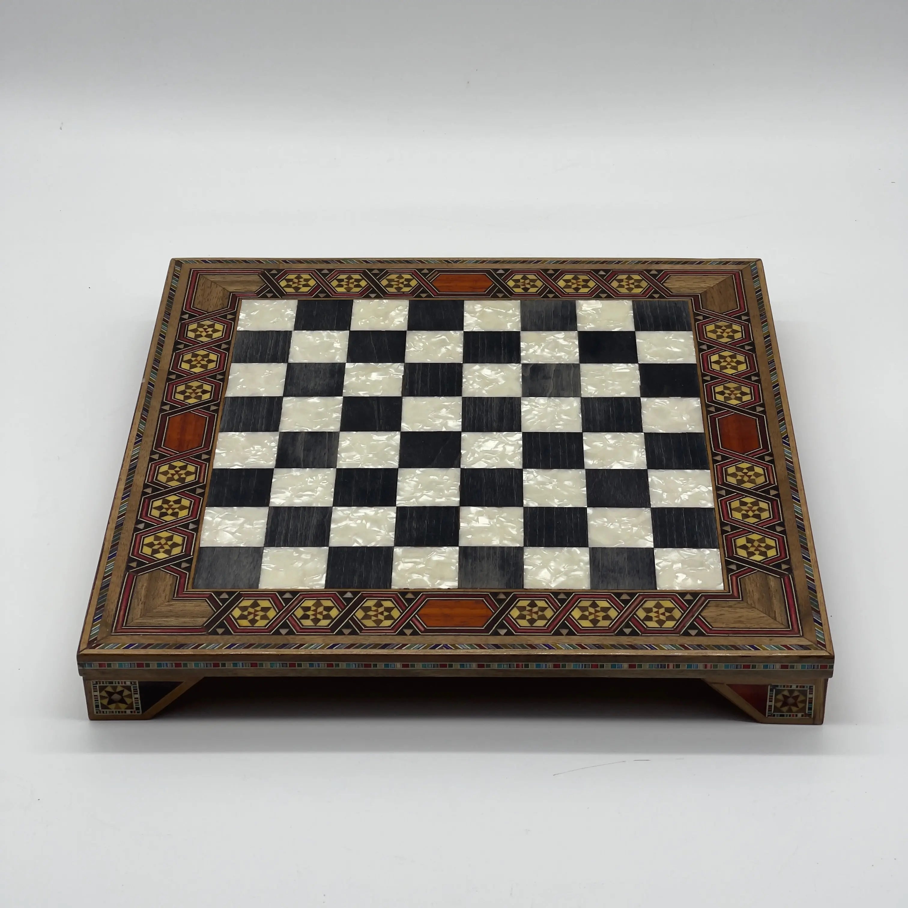 Black Handmade Luxury Wooden Chess Board with Legs