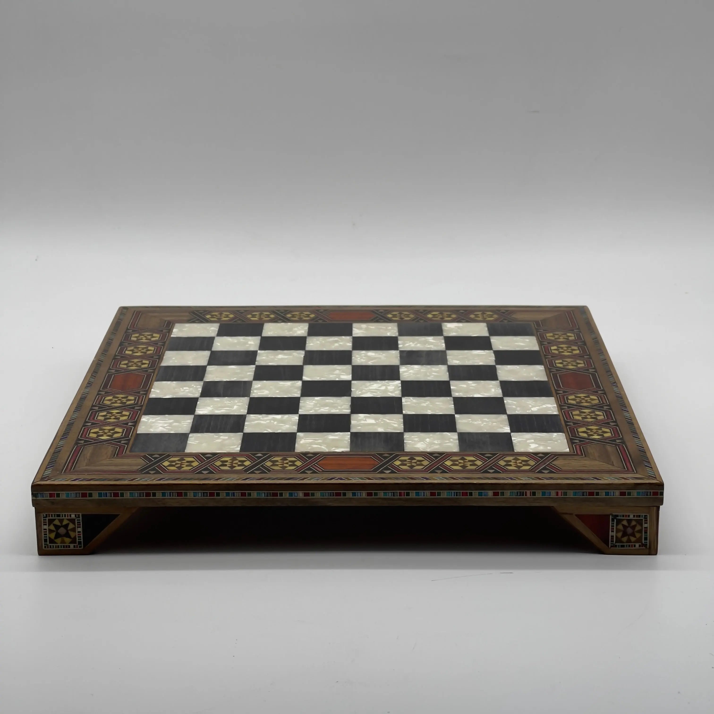 Black Handmade Luxury Wooden Chess Board with Legs