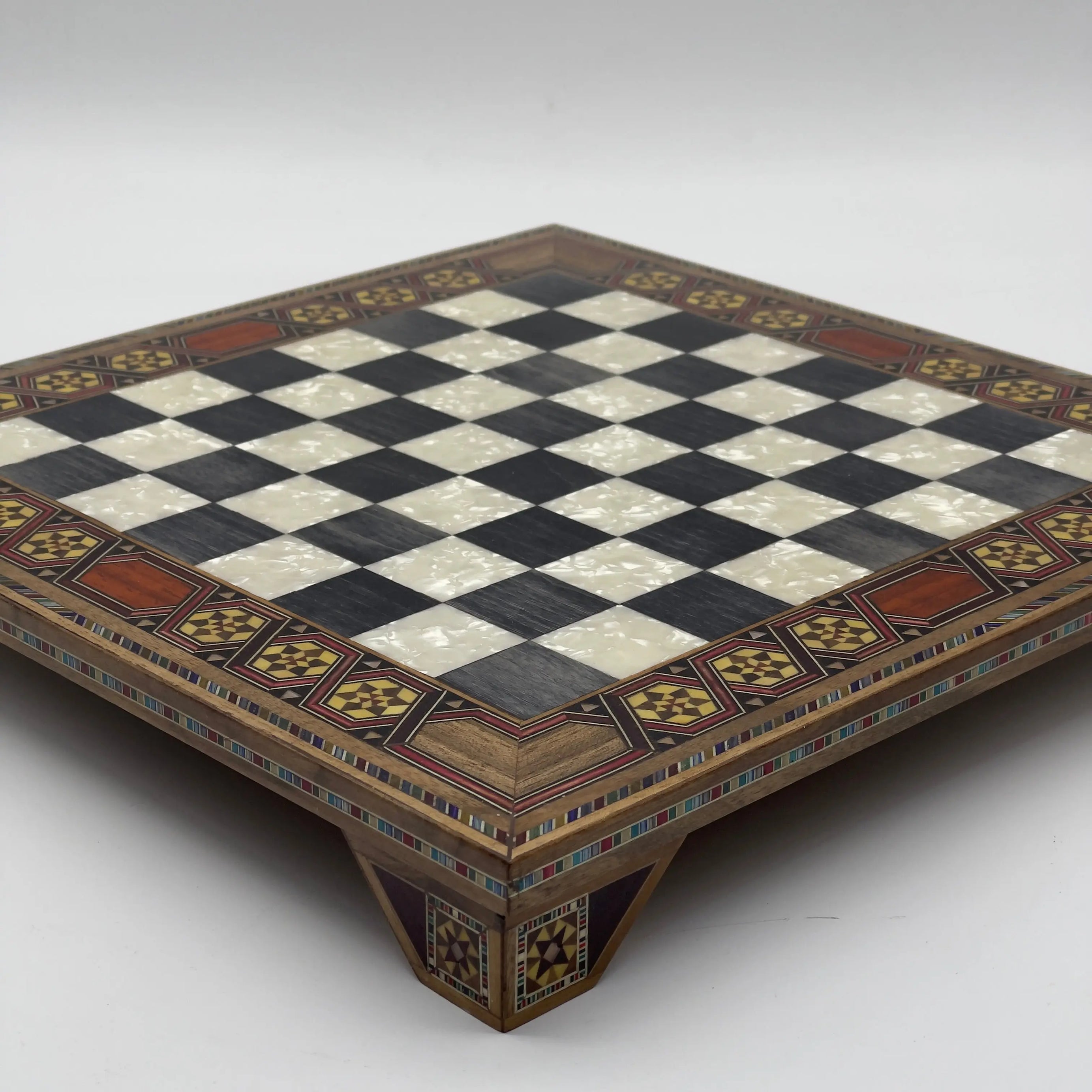 Black Handmade Luxury Wooden Chess Board with Legs