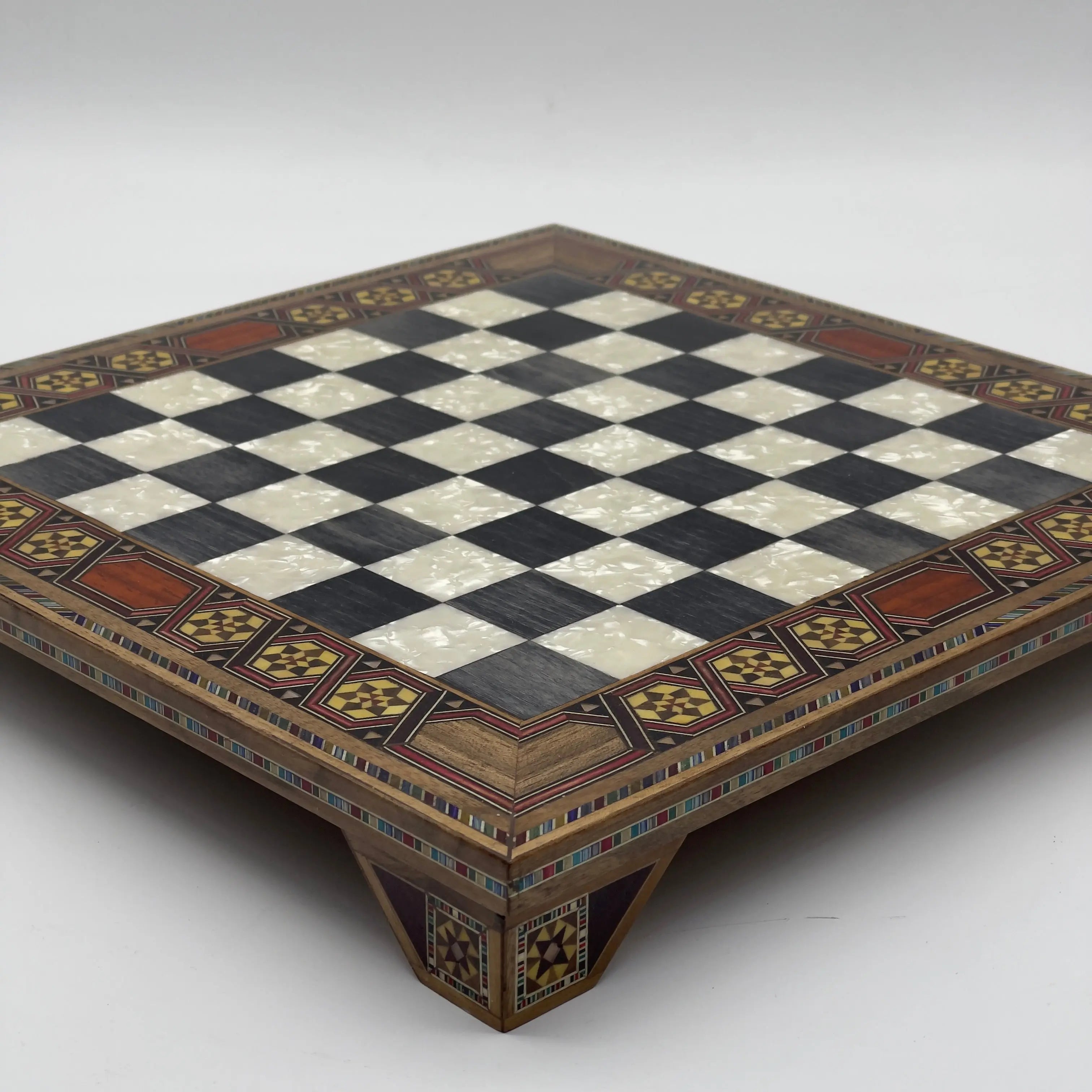 Black Handmade Luxury Wooden Chess Board with Legs