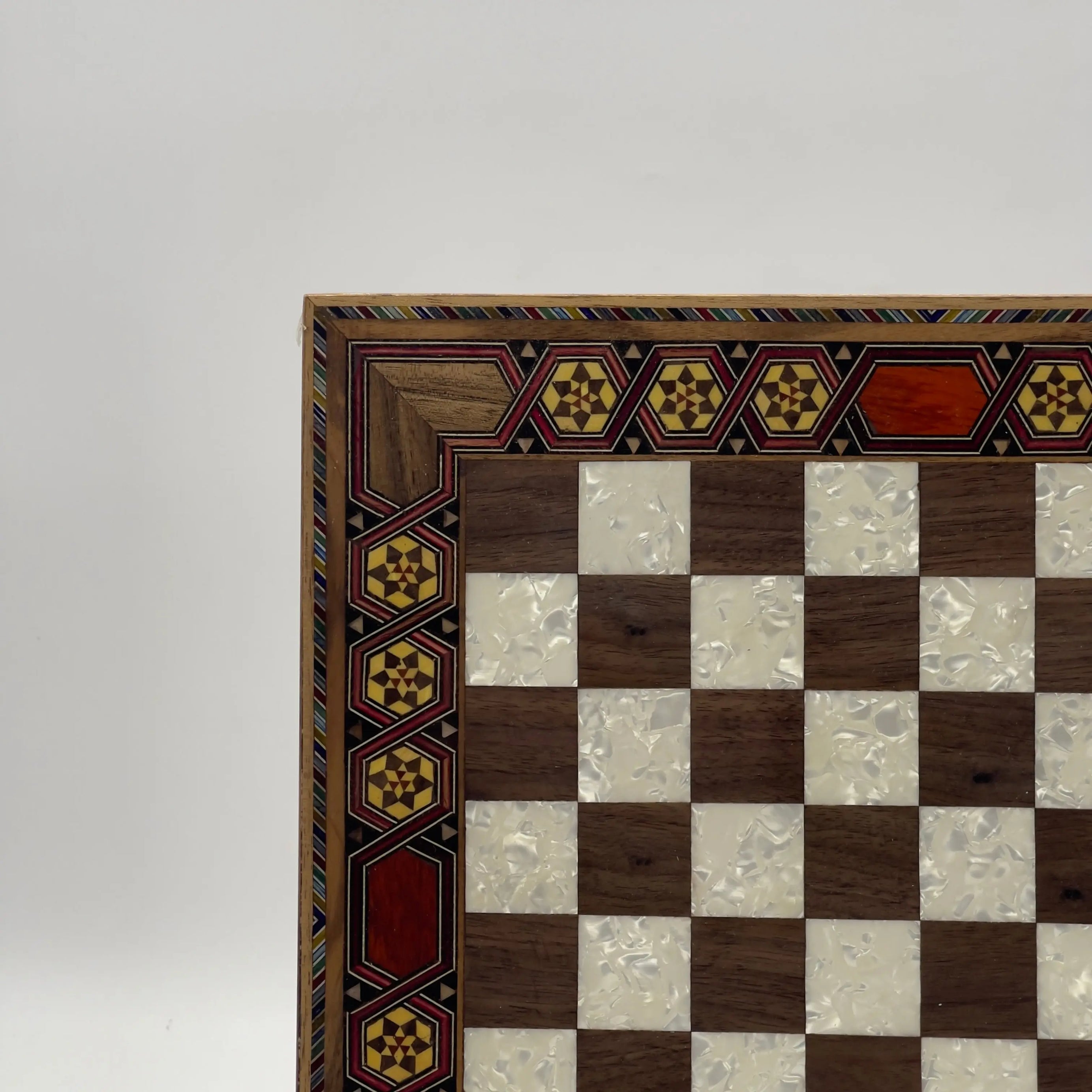 Walnut Handmade Patterned Luxury Wooden Chess Board With Legs