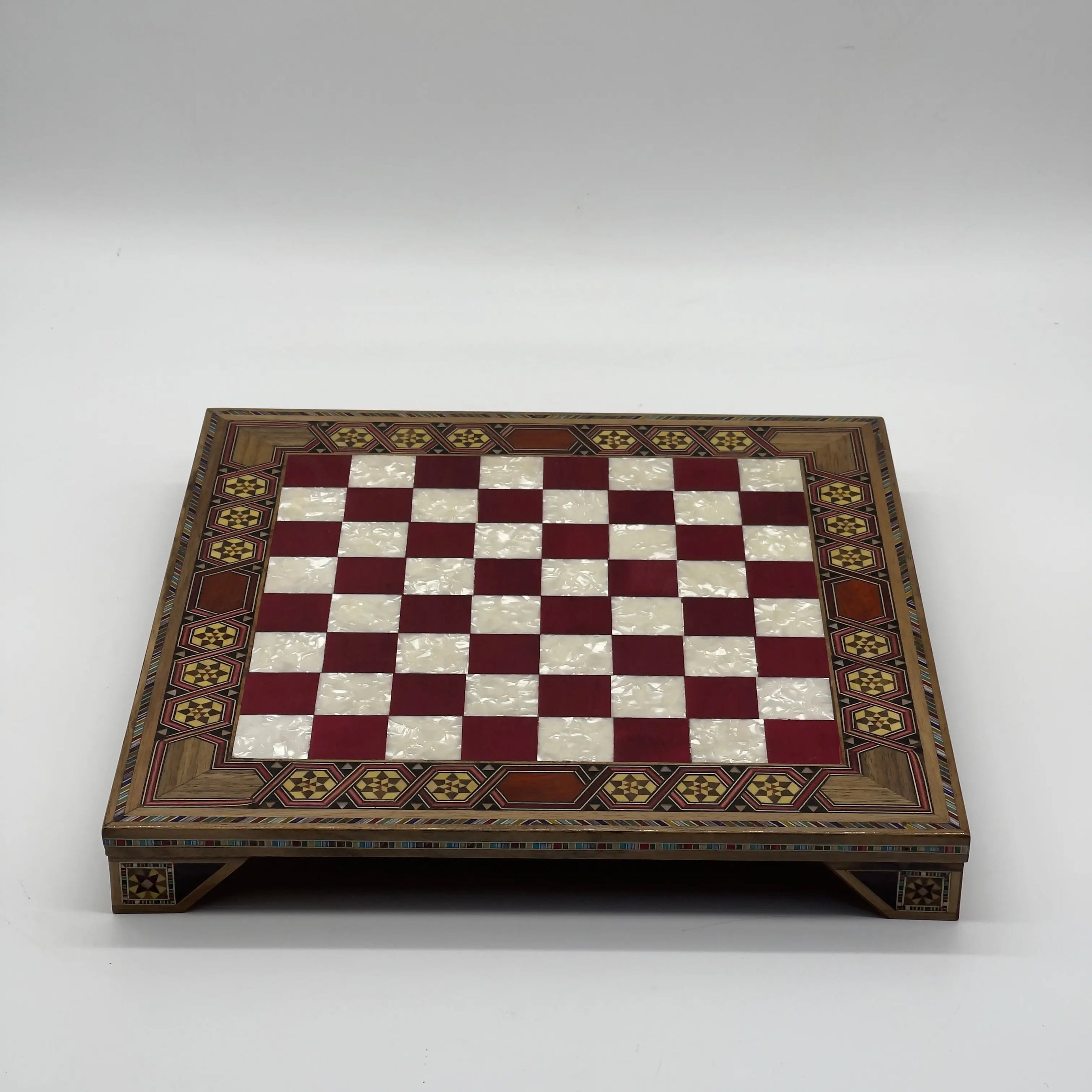 Red Handmade Luxury Wooden Chess Board with Legs