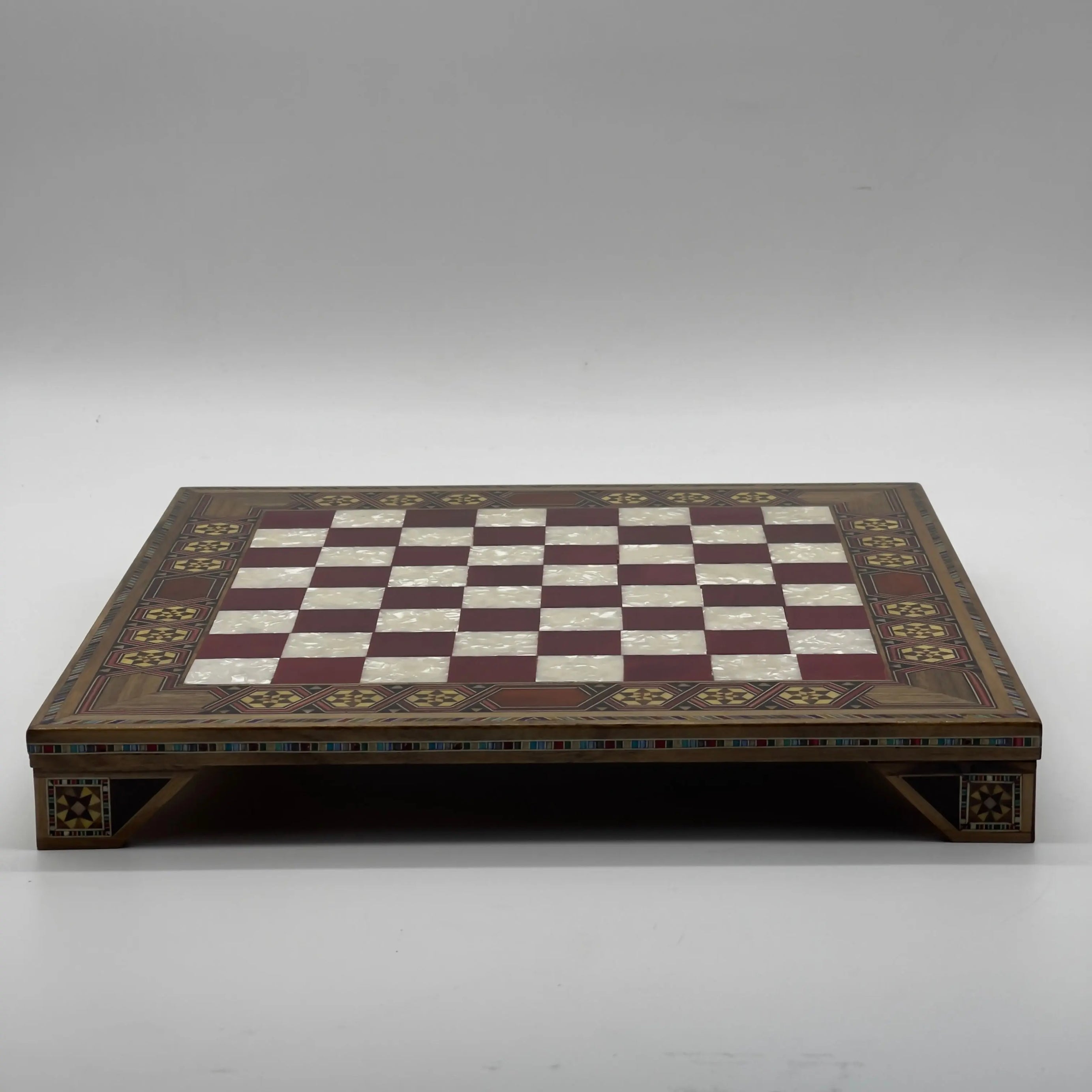 Red Handmade Luxury Wooden Chess Board with Legs