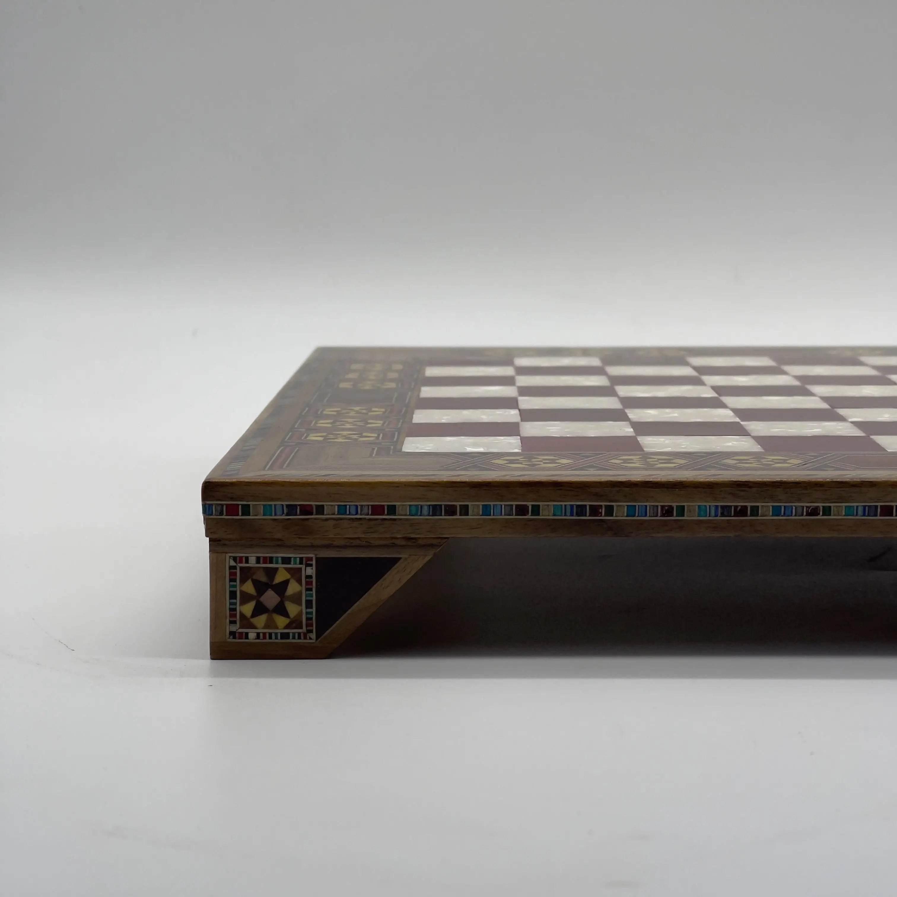 Red Handmade Luxury Wooden Chess Board with Legs