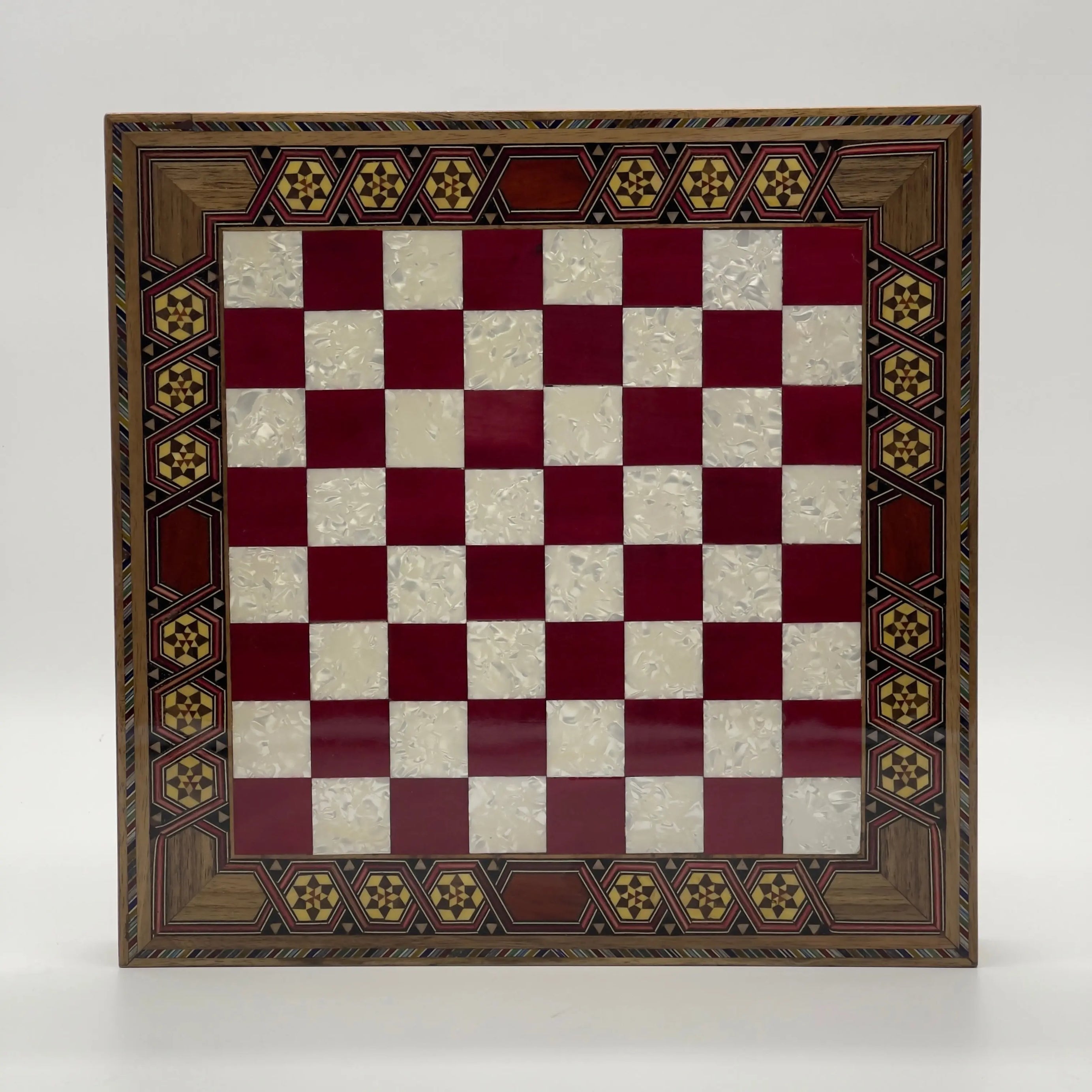 Red Handmade Luxury Wooden Chess Board with Legs