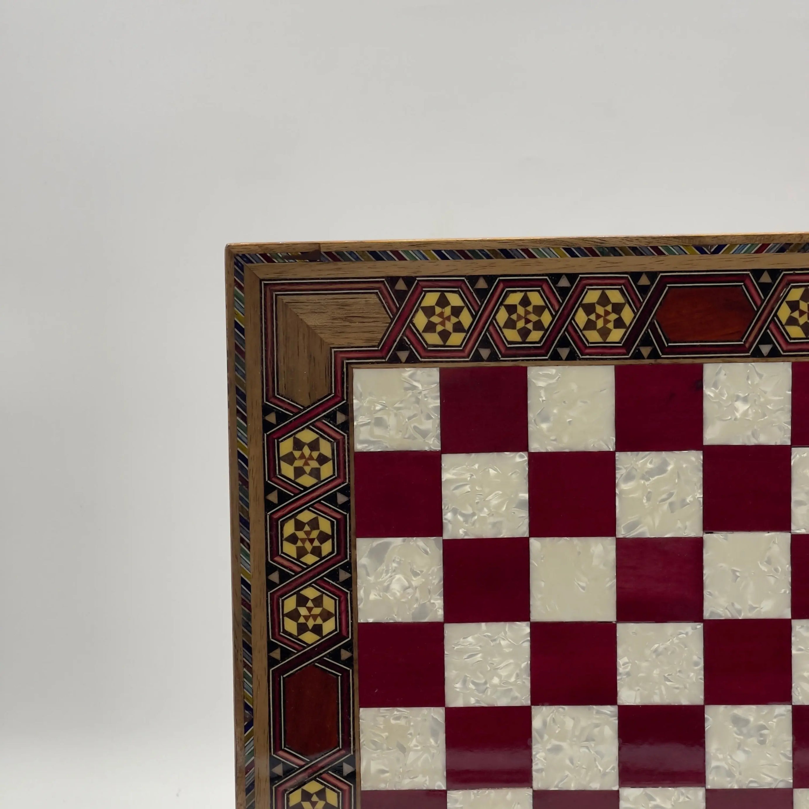 Red Handmade Luxury Wooden Chess Board with Legs