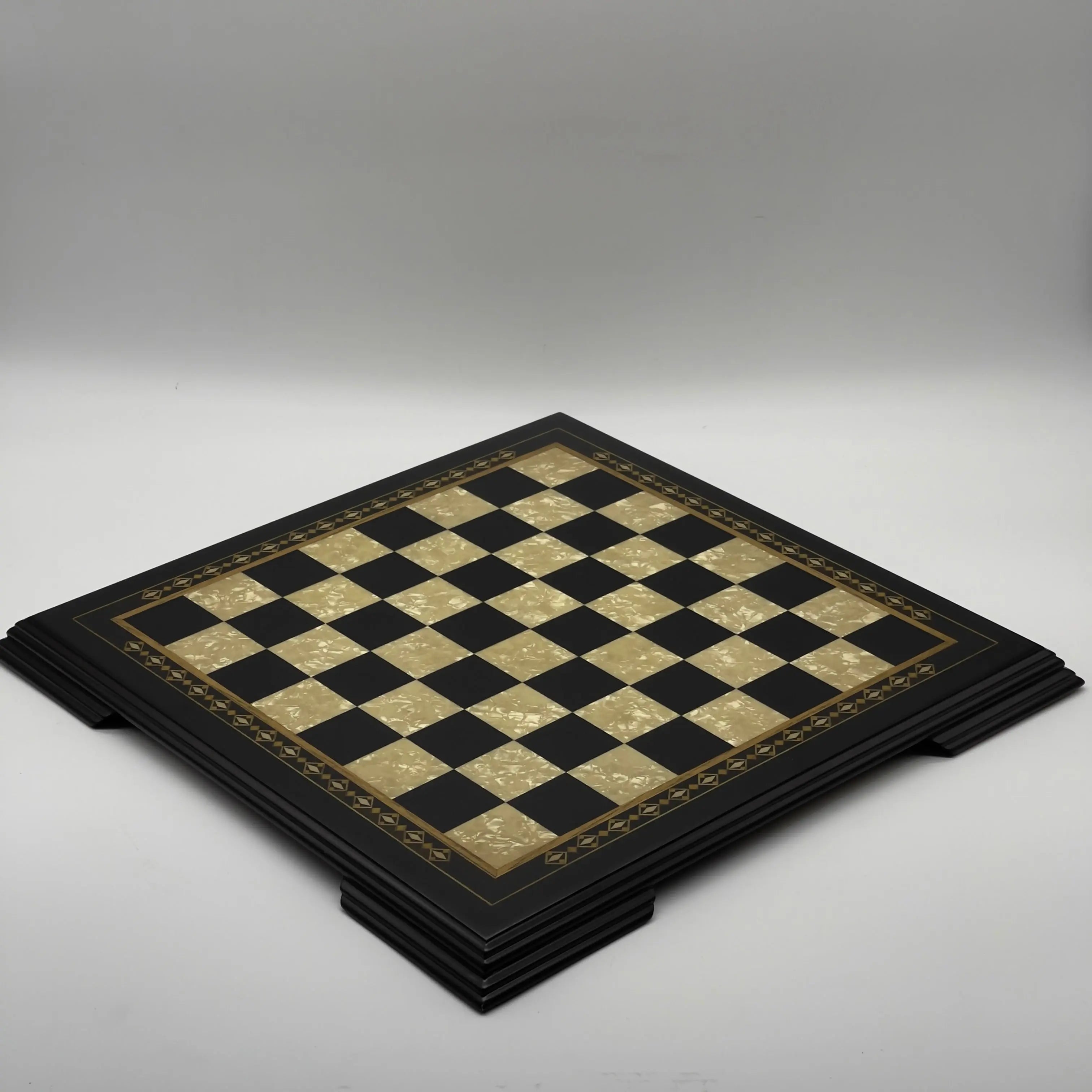 19.3" Wooden Black Luxury Chess Set - Pegasus Theme Metal Chess Pieces