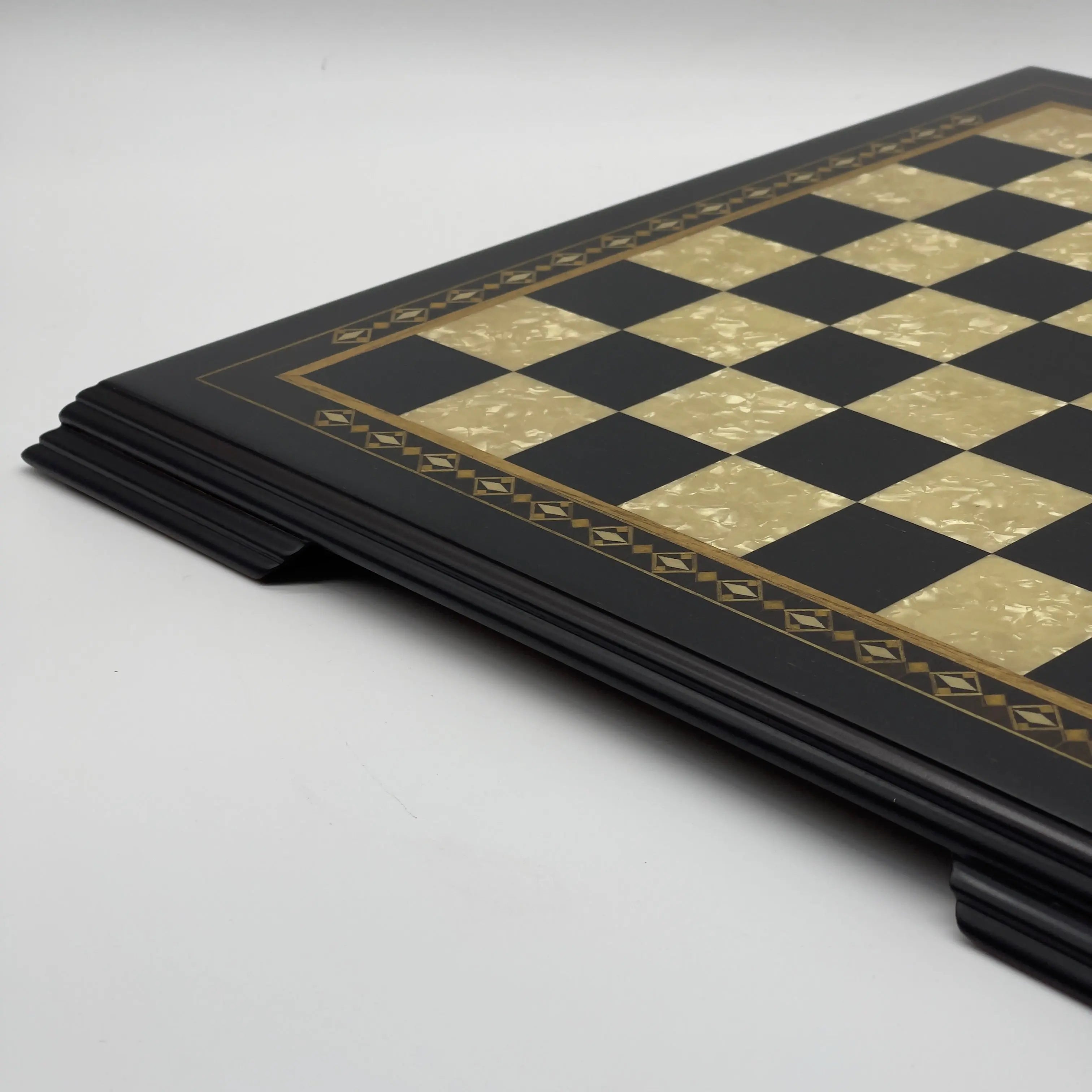 19.3" Wooden Black Luxury Chess Set - Pegasus Theme Metal Chess Pieces