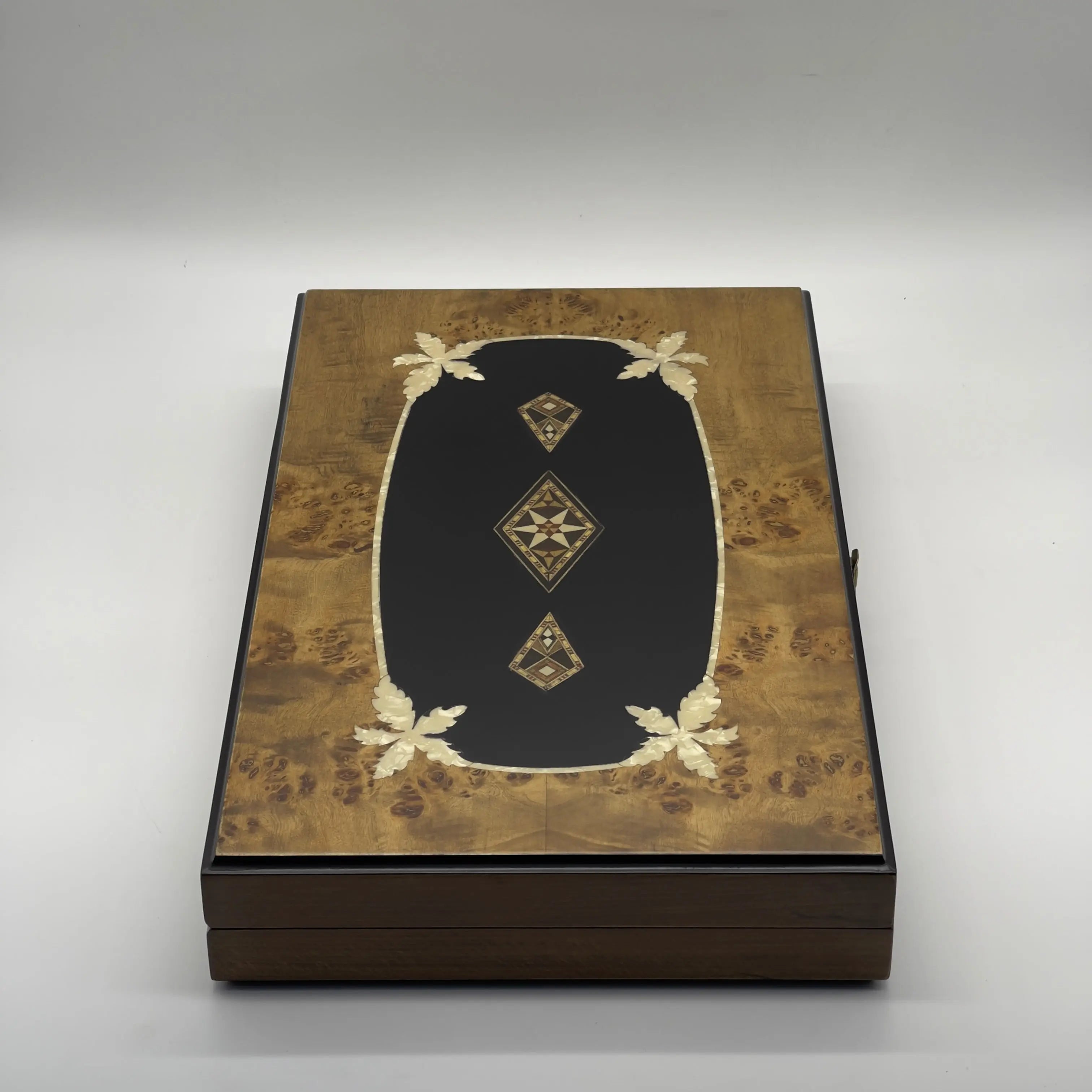 20.5" Personalized Asia Natural Mazel Veneer Walnut Backgammon Set