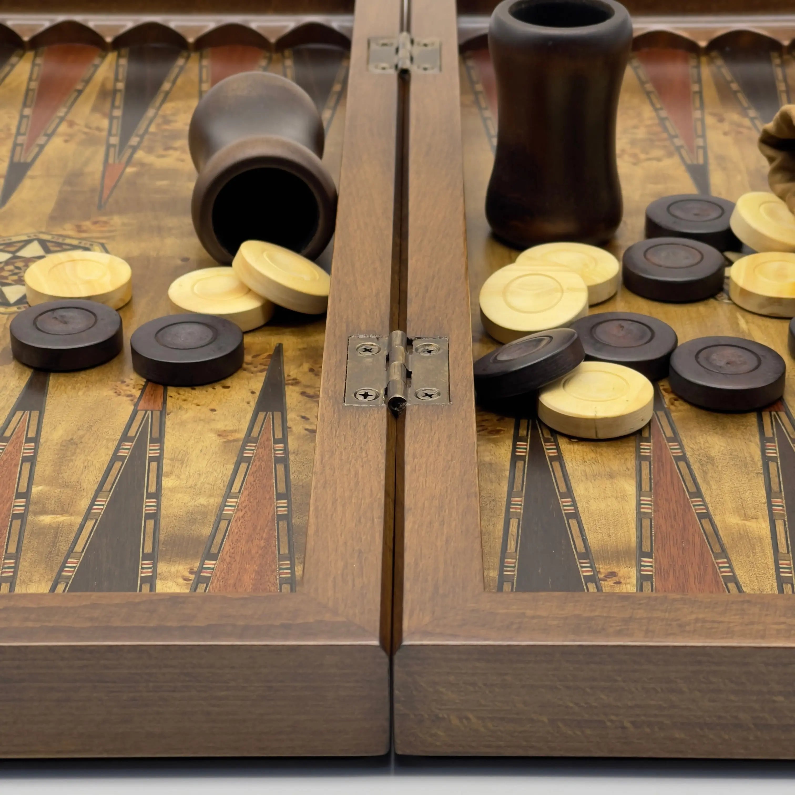 20.5" Personalized Asia Natural Mazel Veneer Walnut Backgammon Set