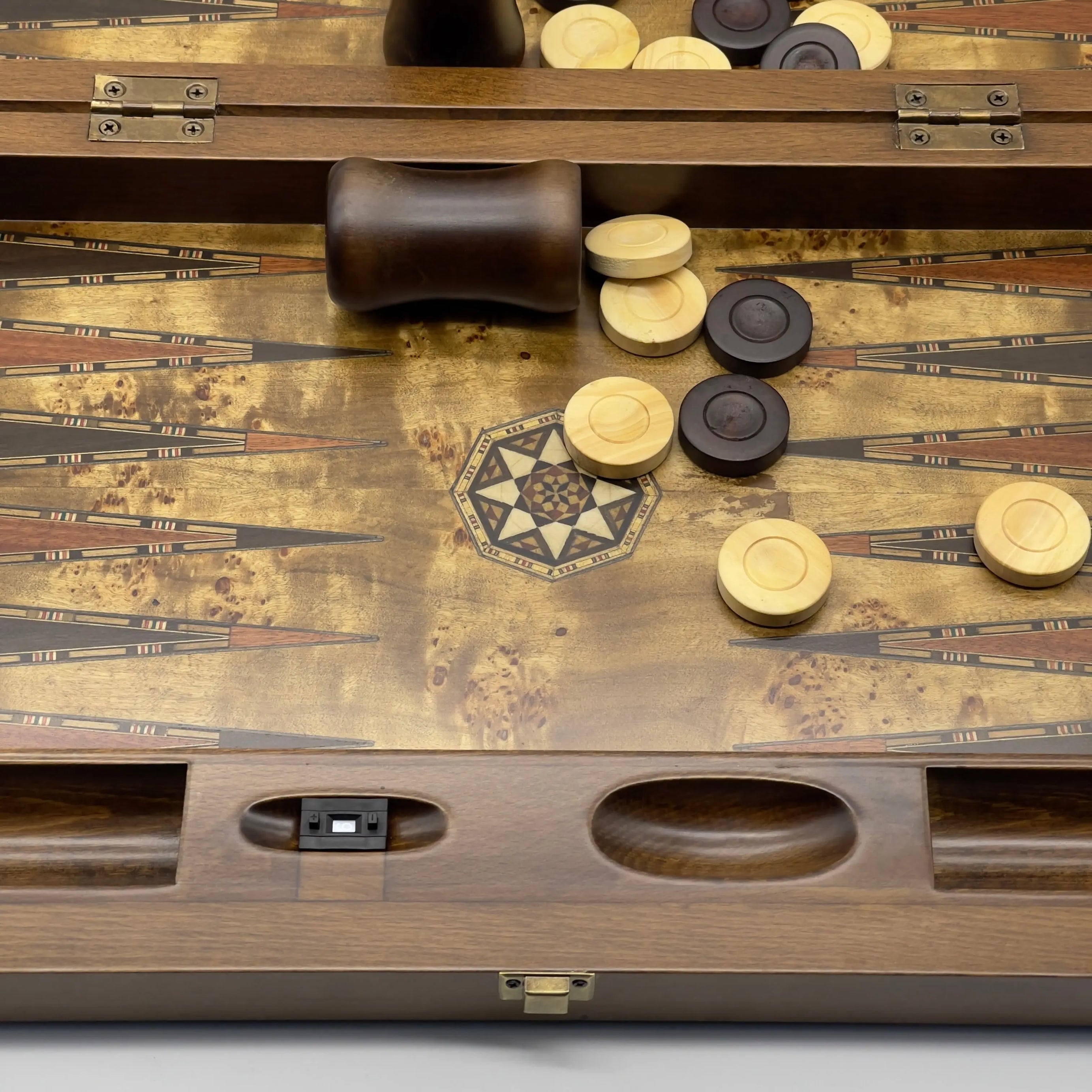 20.5" Personalized Asia Natural Mazel Veneer Walnut Backgammon Set