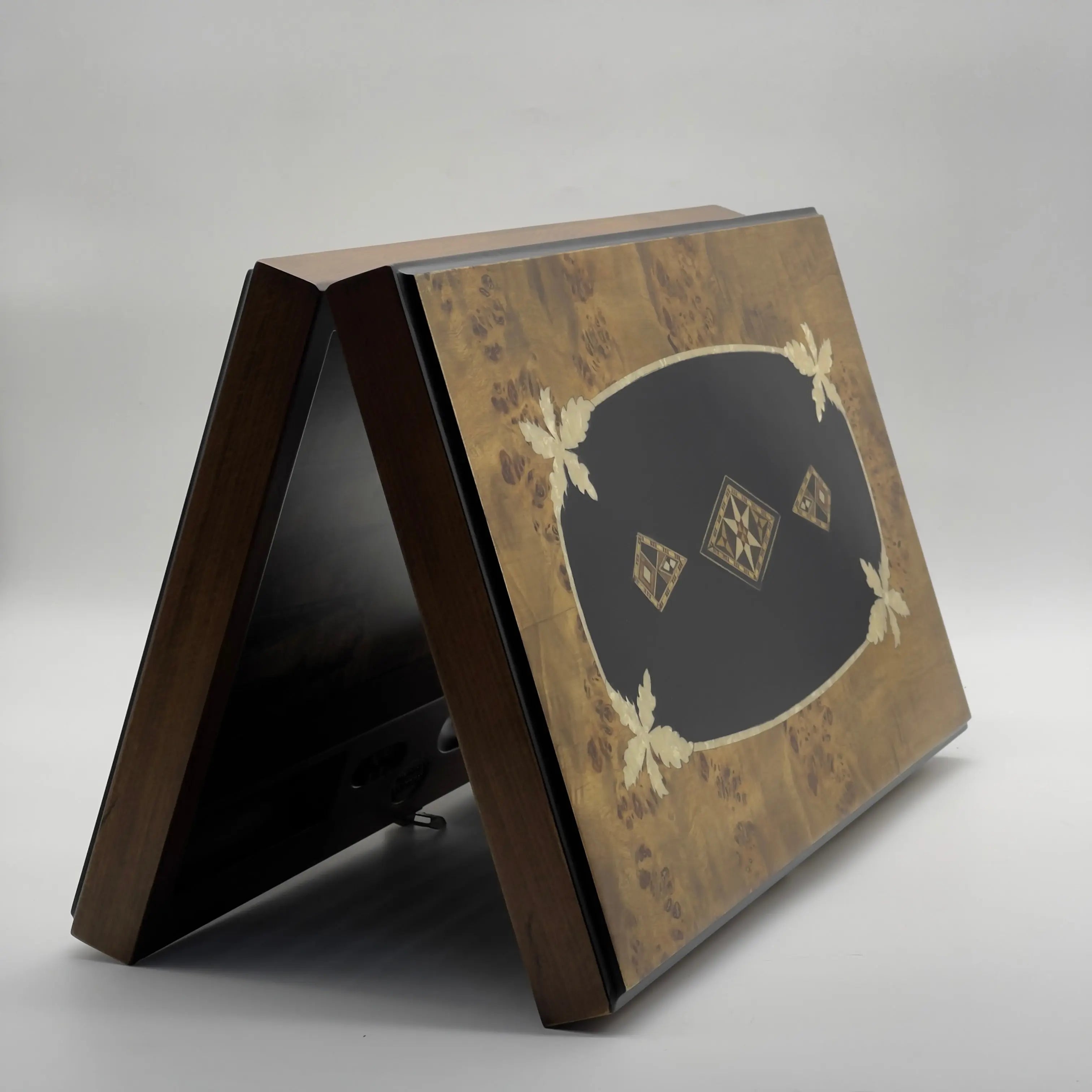 20.5" Personalized Asia Natural Mazel Veneer Walnut Backgammon Set