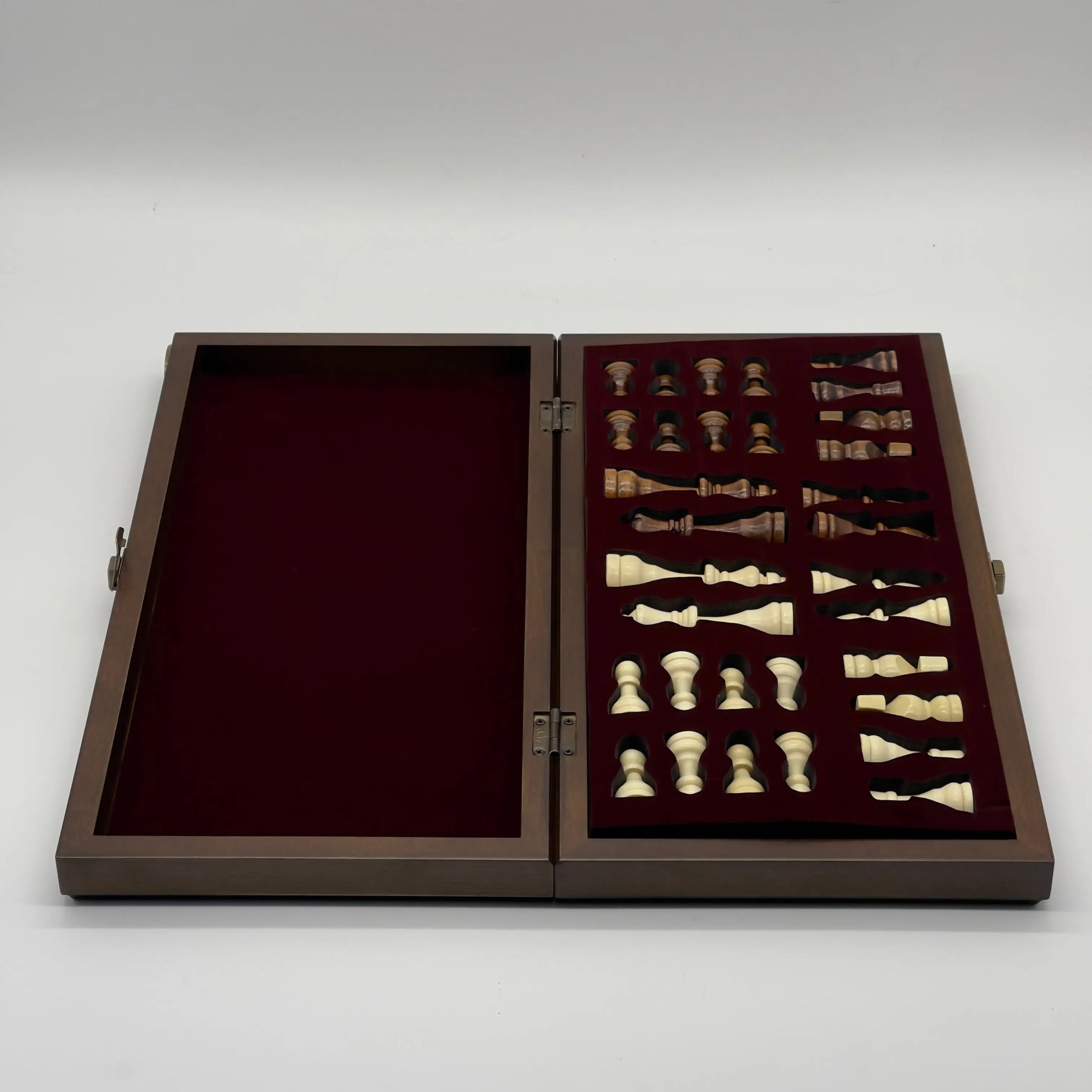 Personalized Foldable Travel Black Chess Set with Wooden Chess Figures