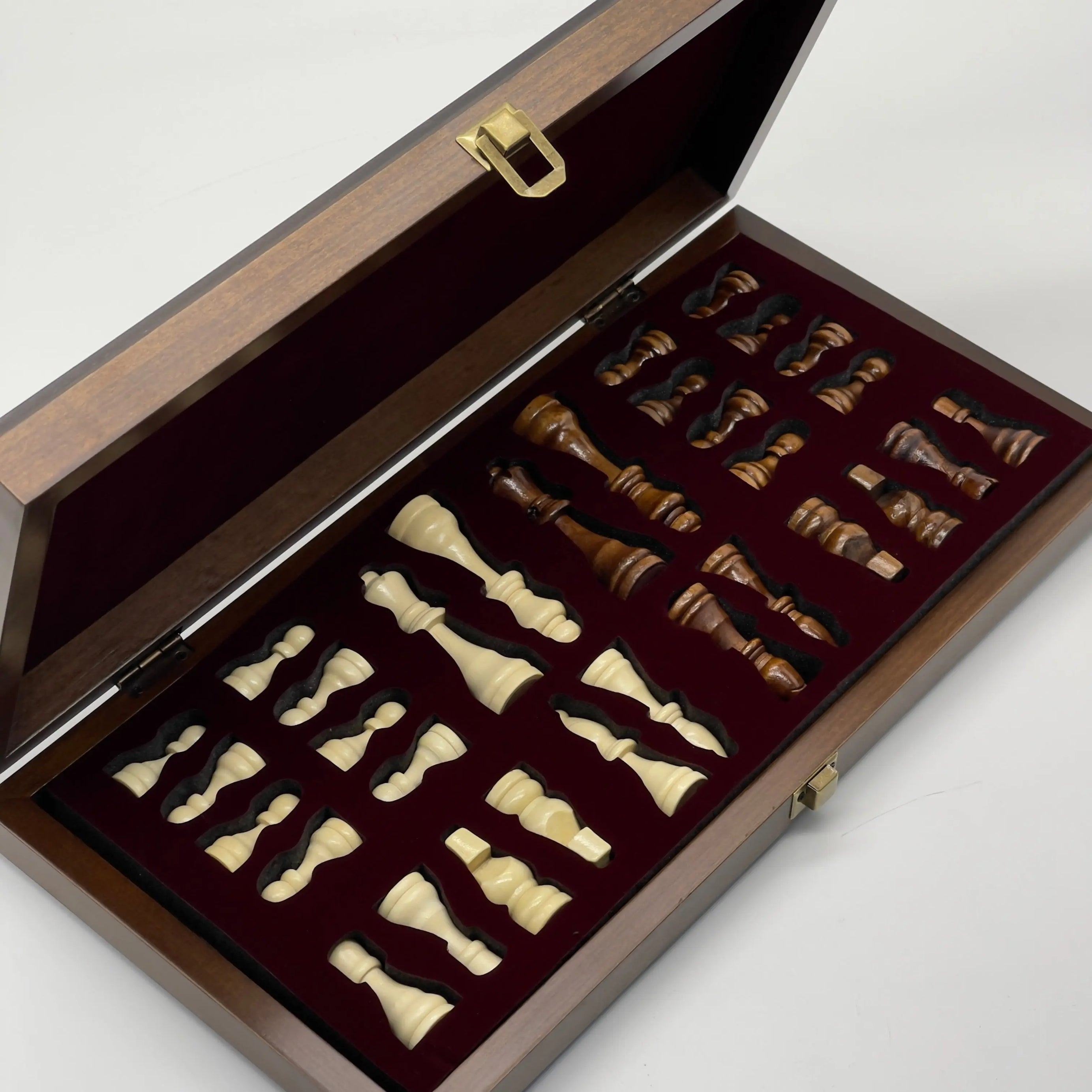 Personalized Foldable Travel Black Chess Set with Wooden Chess Figures