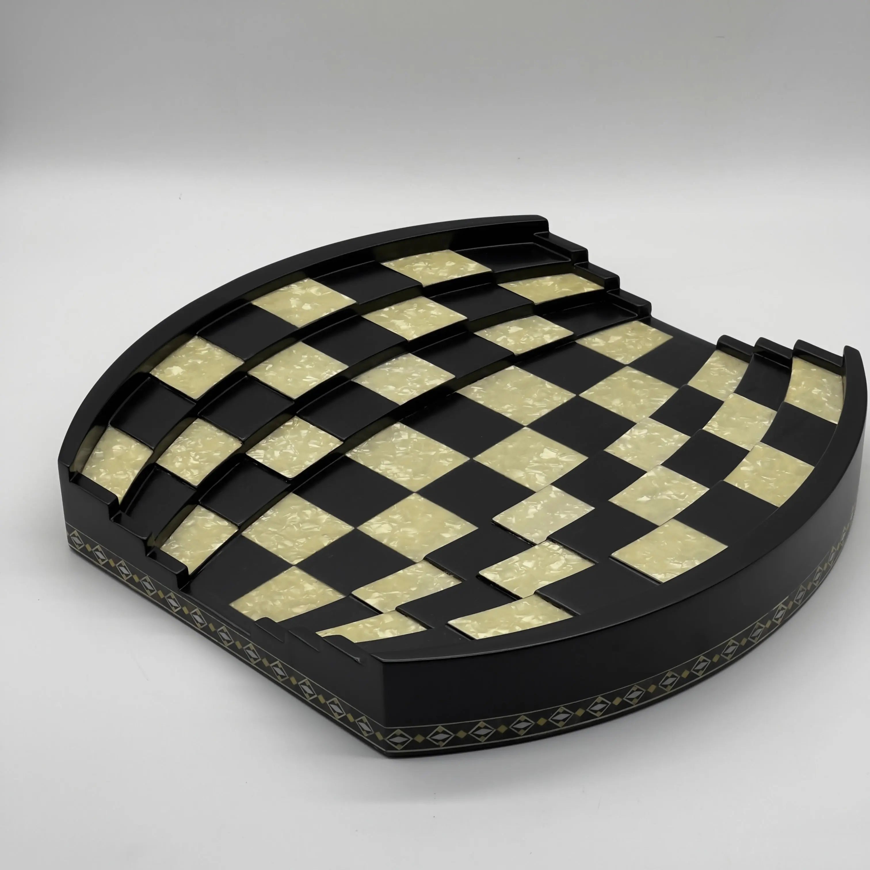 Black 3D Arena Luxury Chess Set with Ancient Greek Metal Chess Pieces