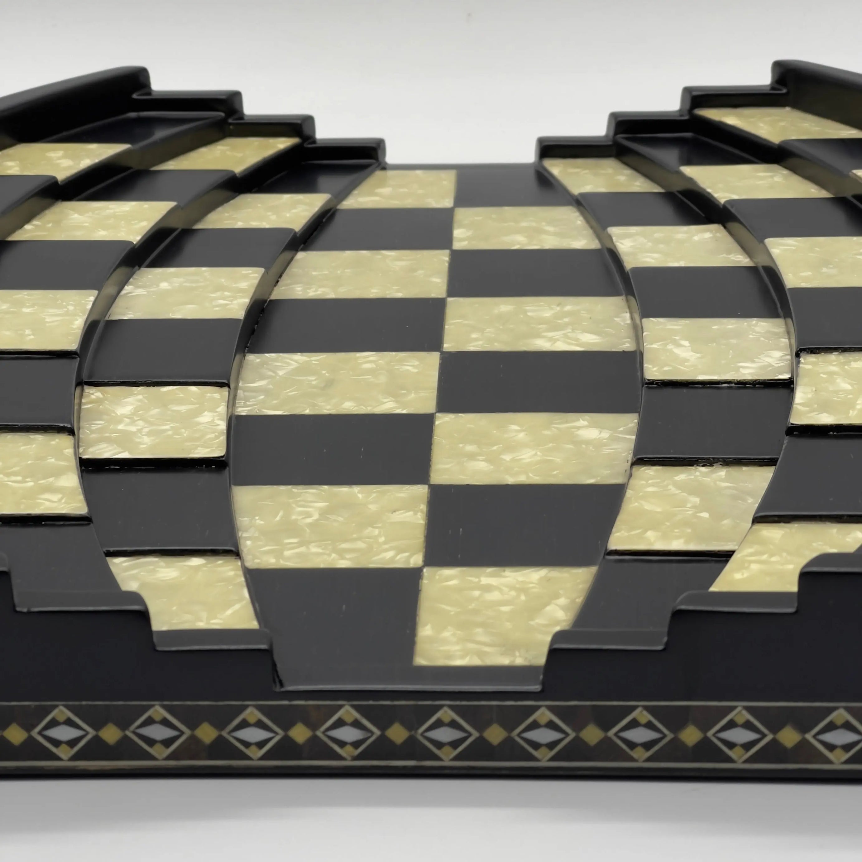 Black 3D Arena Luxury Chess Set with Ancient Greek Metal Chess Pieces