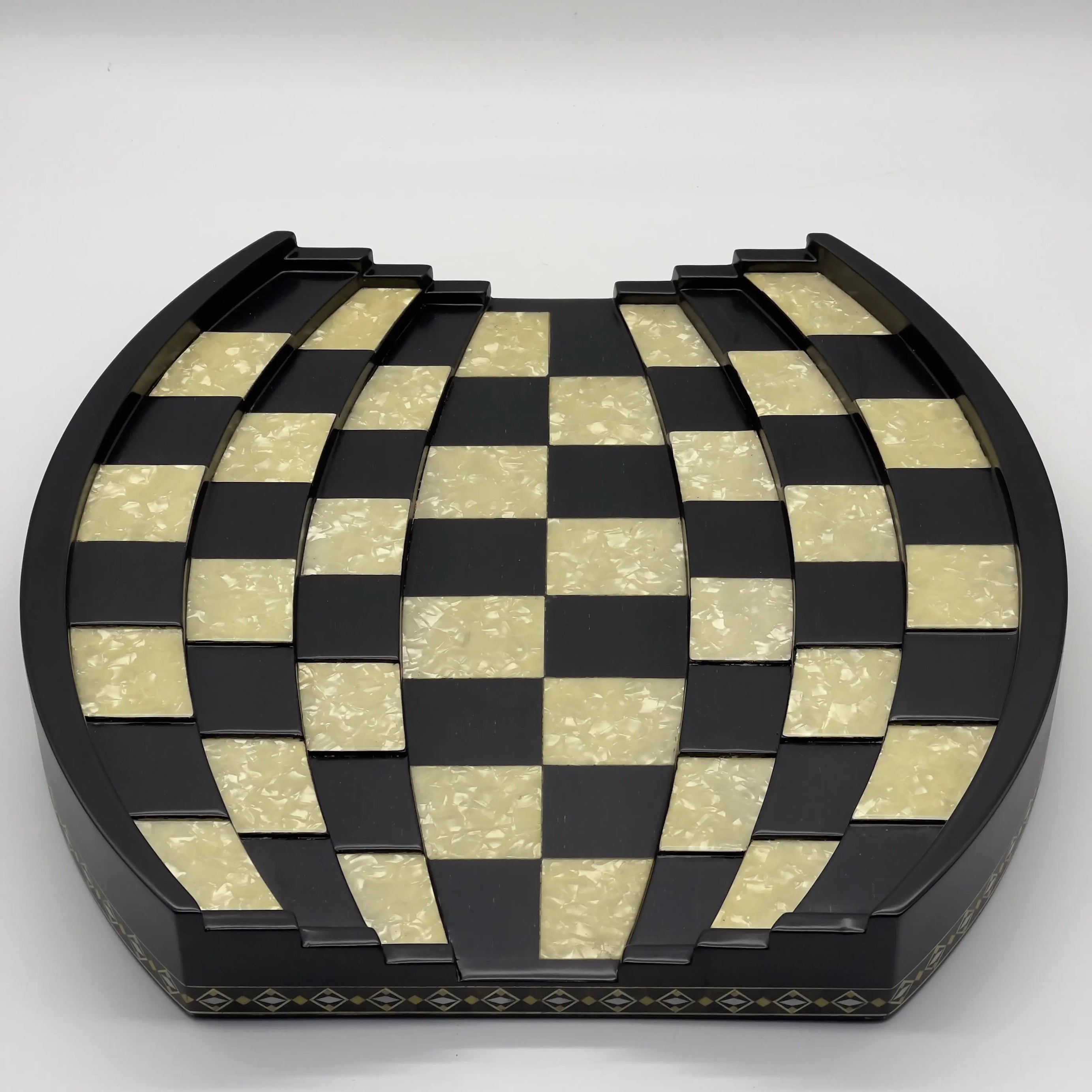 Black 3D Arena Luxury Chess Set with Ancient Greek Metal Chess Pieces