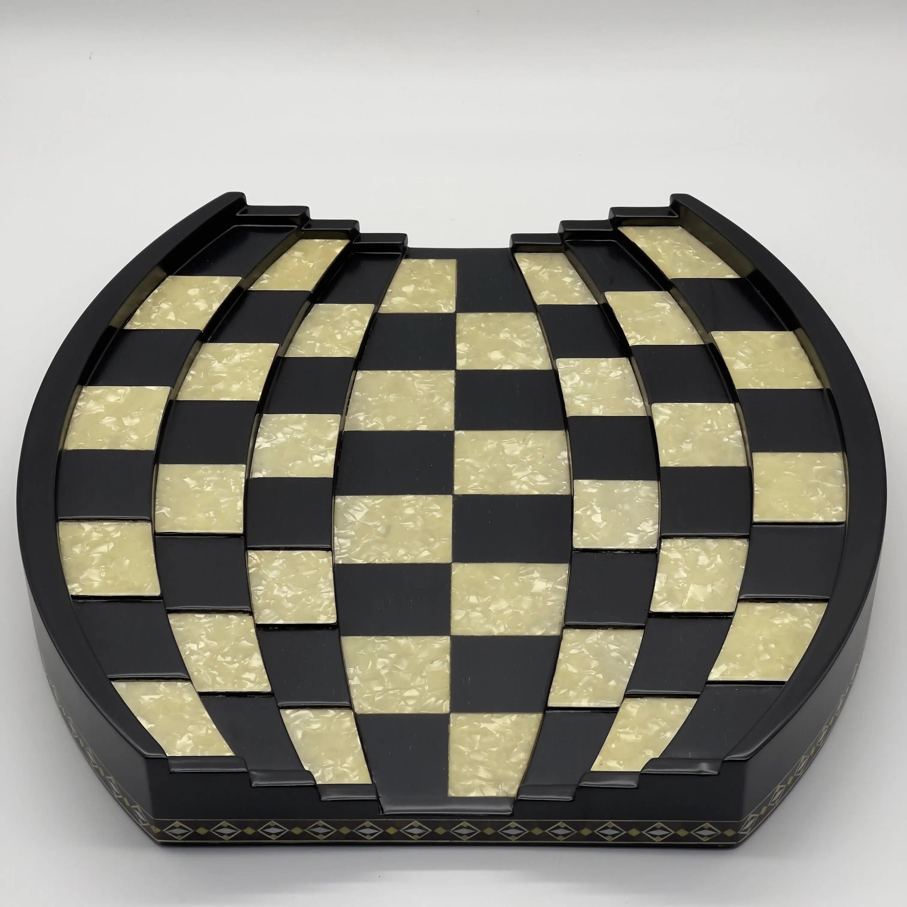 Black 3D Arena Luxury Chess Set with Ancient Greek Metal Chess Pieces