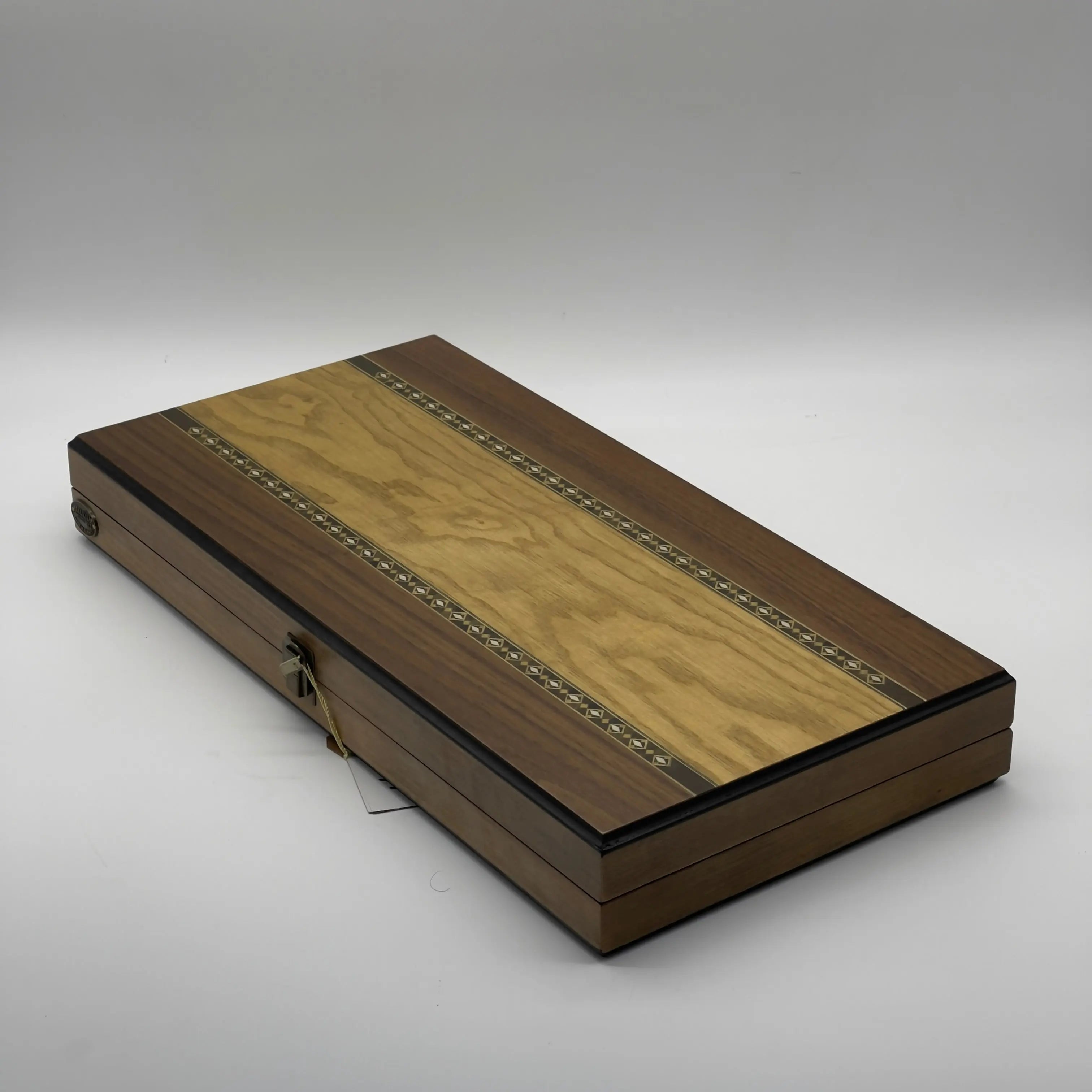 19.3" Personalized Wooden Mosaic Inlaid Stripes Backgammon Set