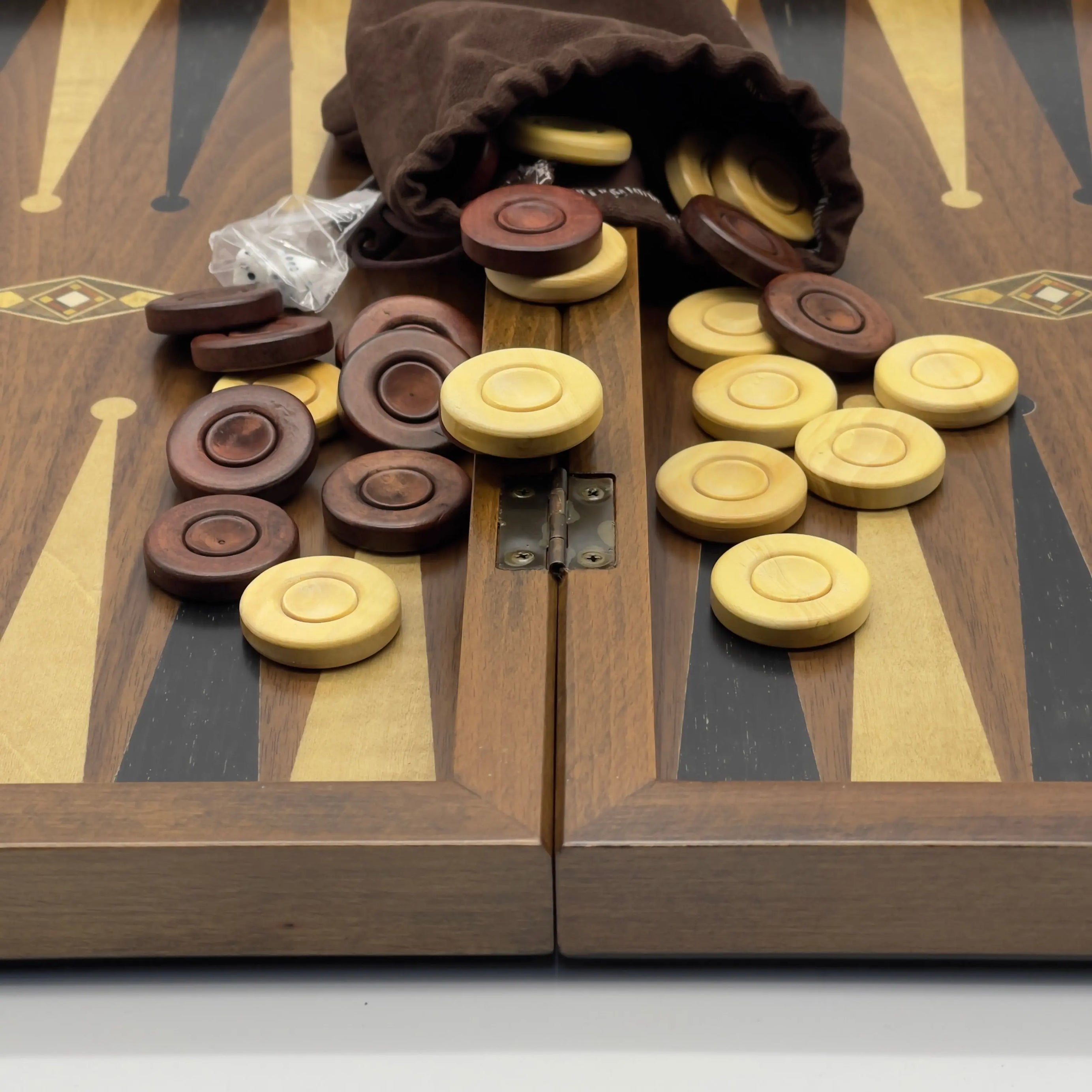 19.3" Personalized Wooden Mosaic Inlaid Stripes Backgammon Set