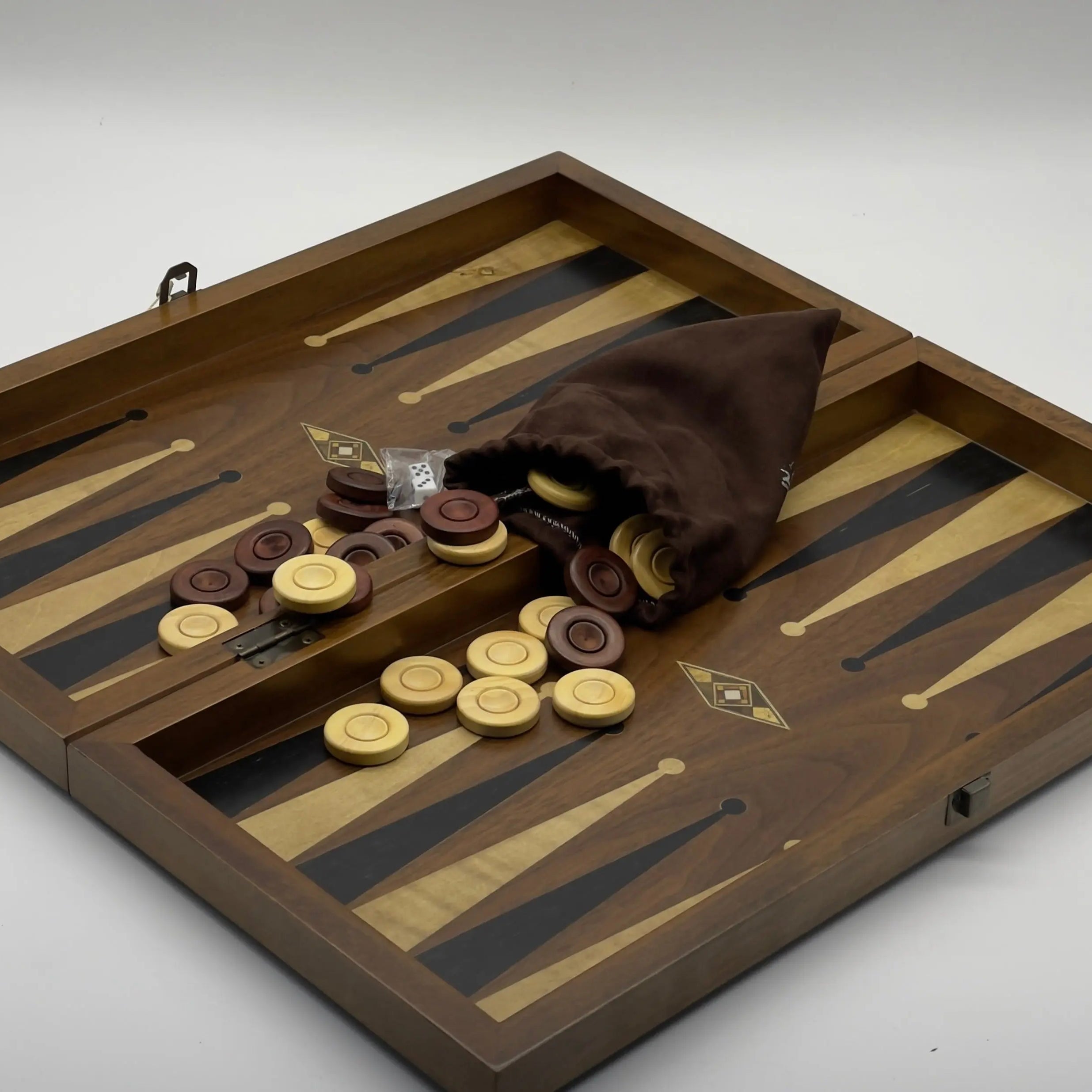 19.3" Personalized Wooden Mosaic Inlaid Stripes Backgammon Set