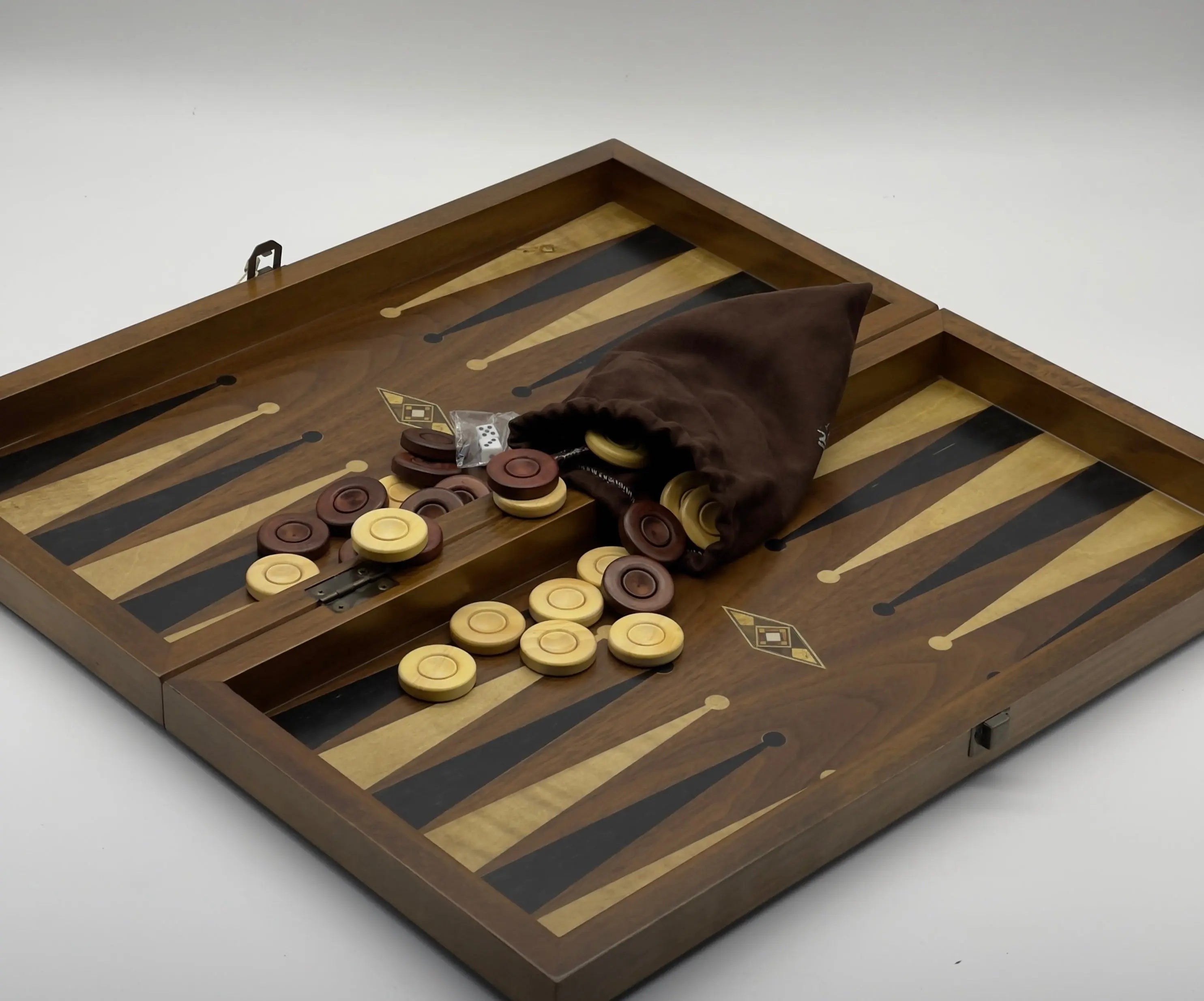 19.3" Personalized Wooden Mosaic Inlaid Stripes Backgammon Set