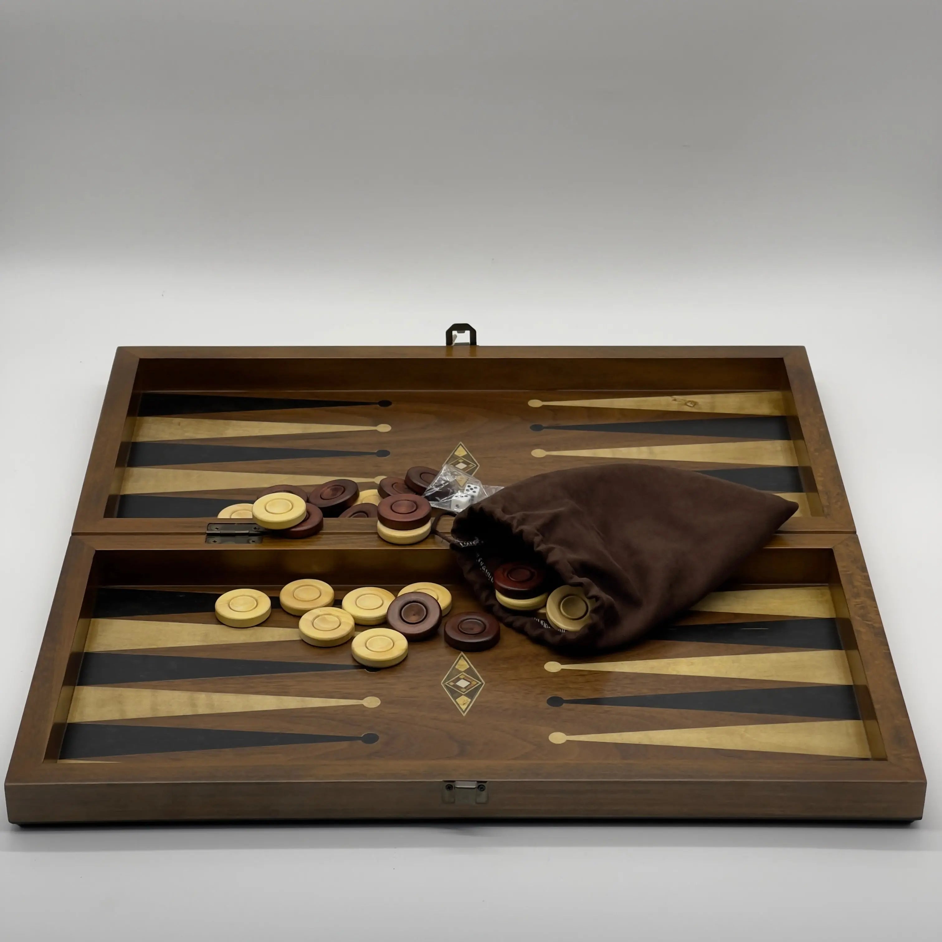 19.3" Personalized Wooden Mosaic Inlaid Stripes Backgammon Set