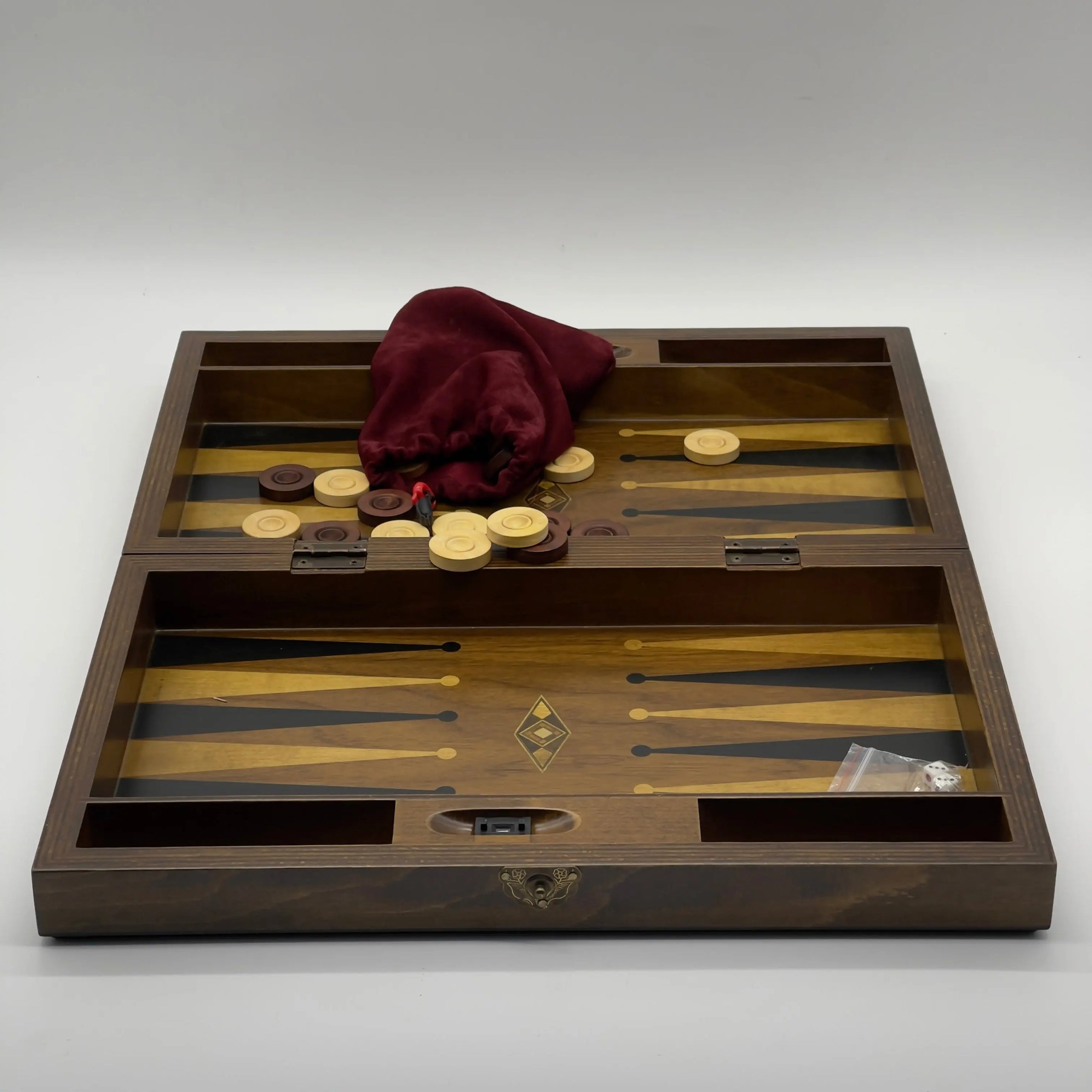 19.3" Personalized Natural Walnut Backgammon Set - Customized Backgammon Board Set