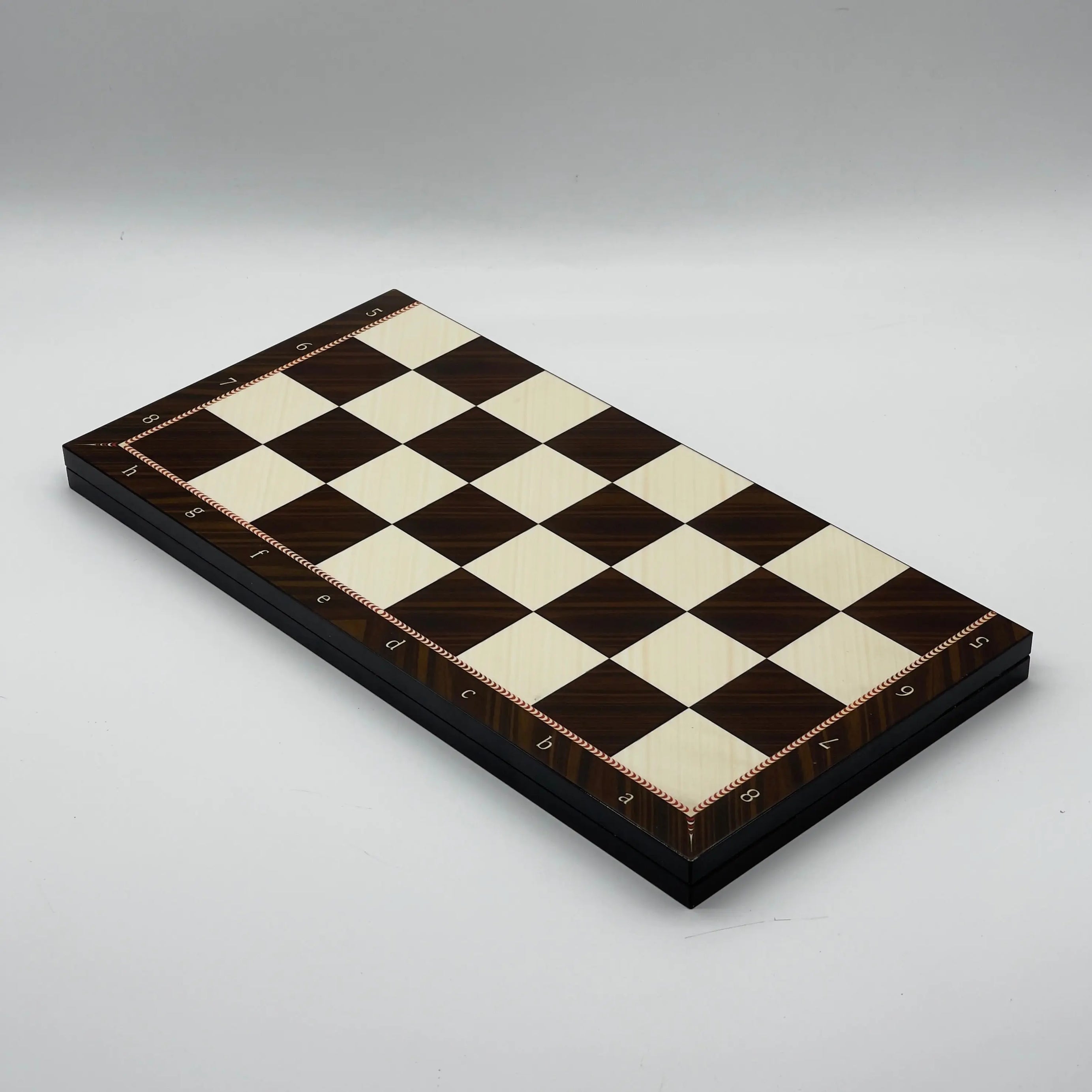 16.5" Walnut Marble Pattern Folding Chess Board With Classic Metal Chess Pieces