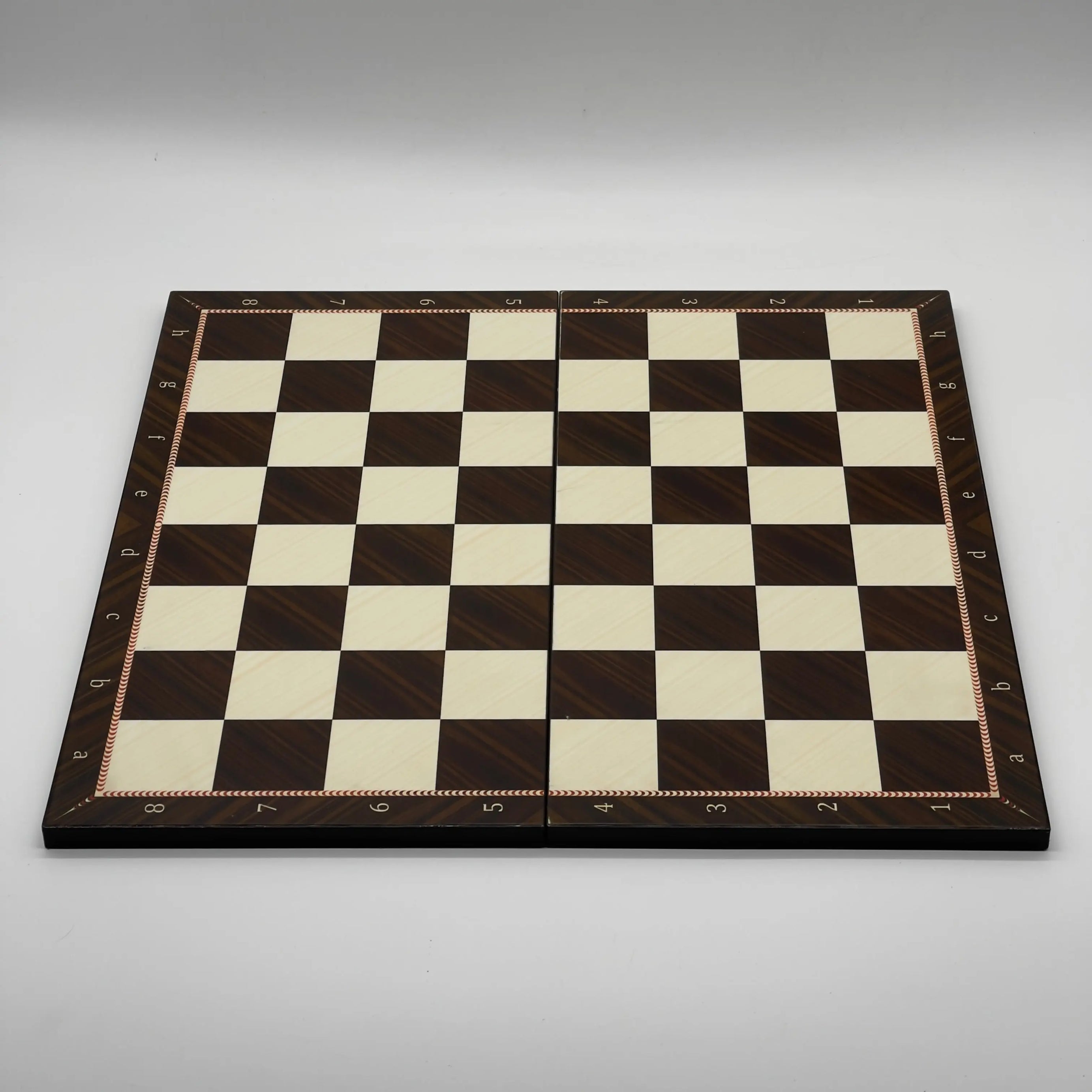16.5" Walnut Marble Pattern Folding Chess Board With Pegasus Metal Chess Pieces