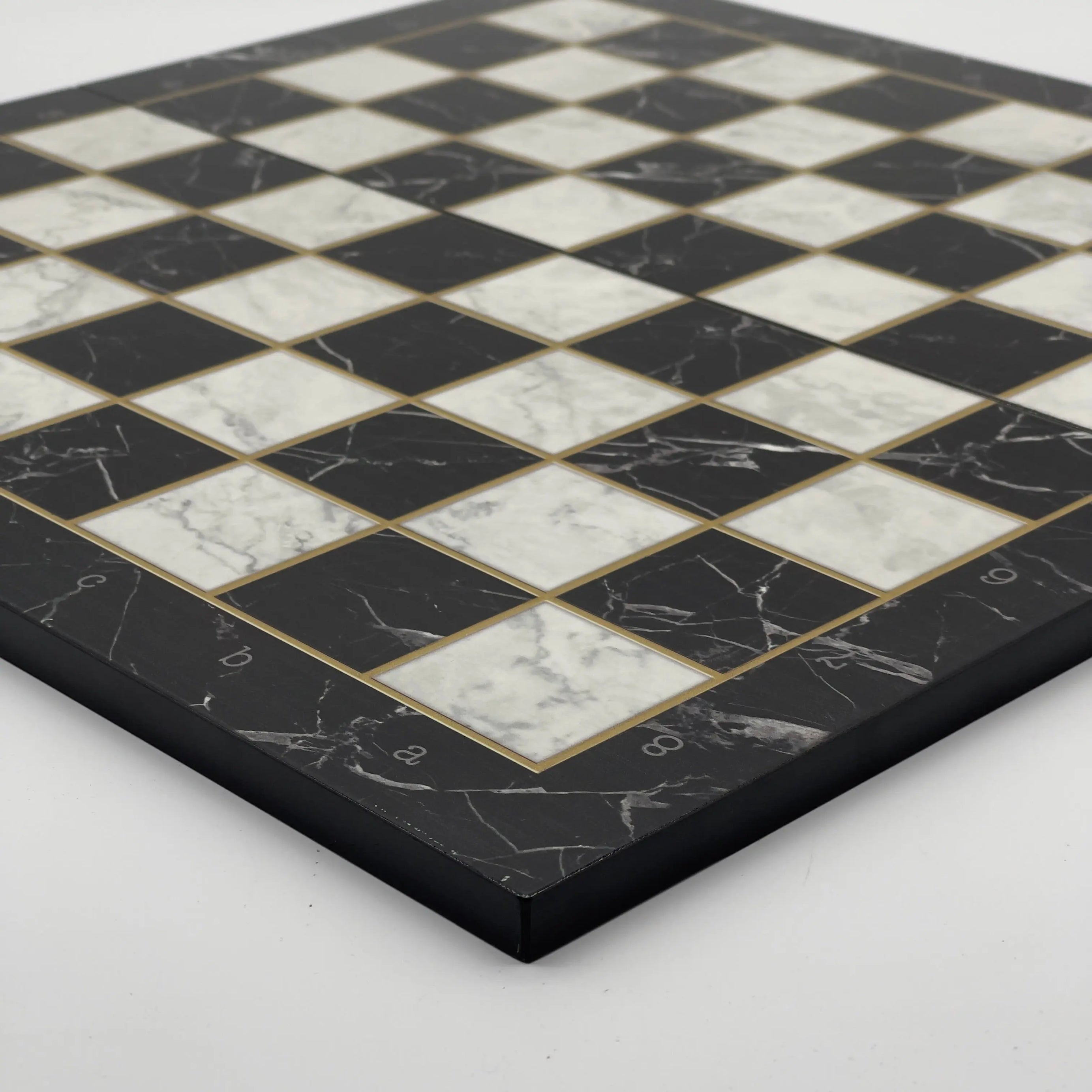 16.5" Black Marble Pattern Folding Chess Board With Pegasus Metal Chess Pieces