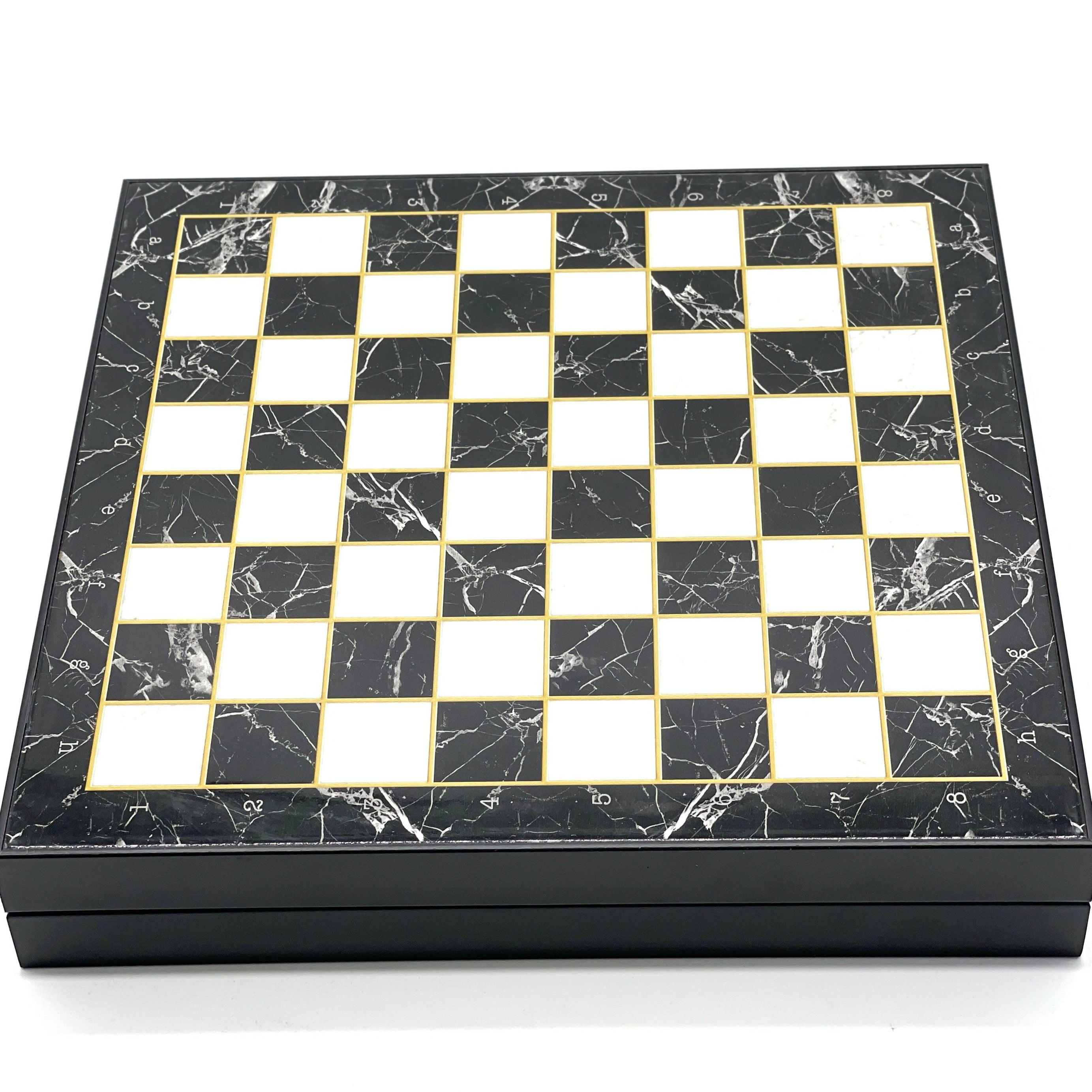 VIP Marble Patterned Folding Chess Set With CamelotPolyester Chess Pieces
