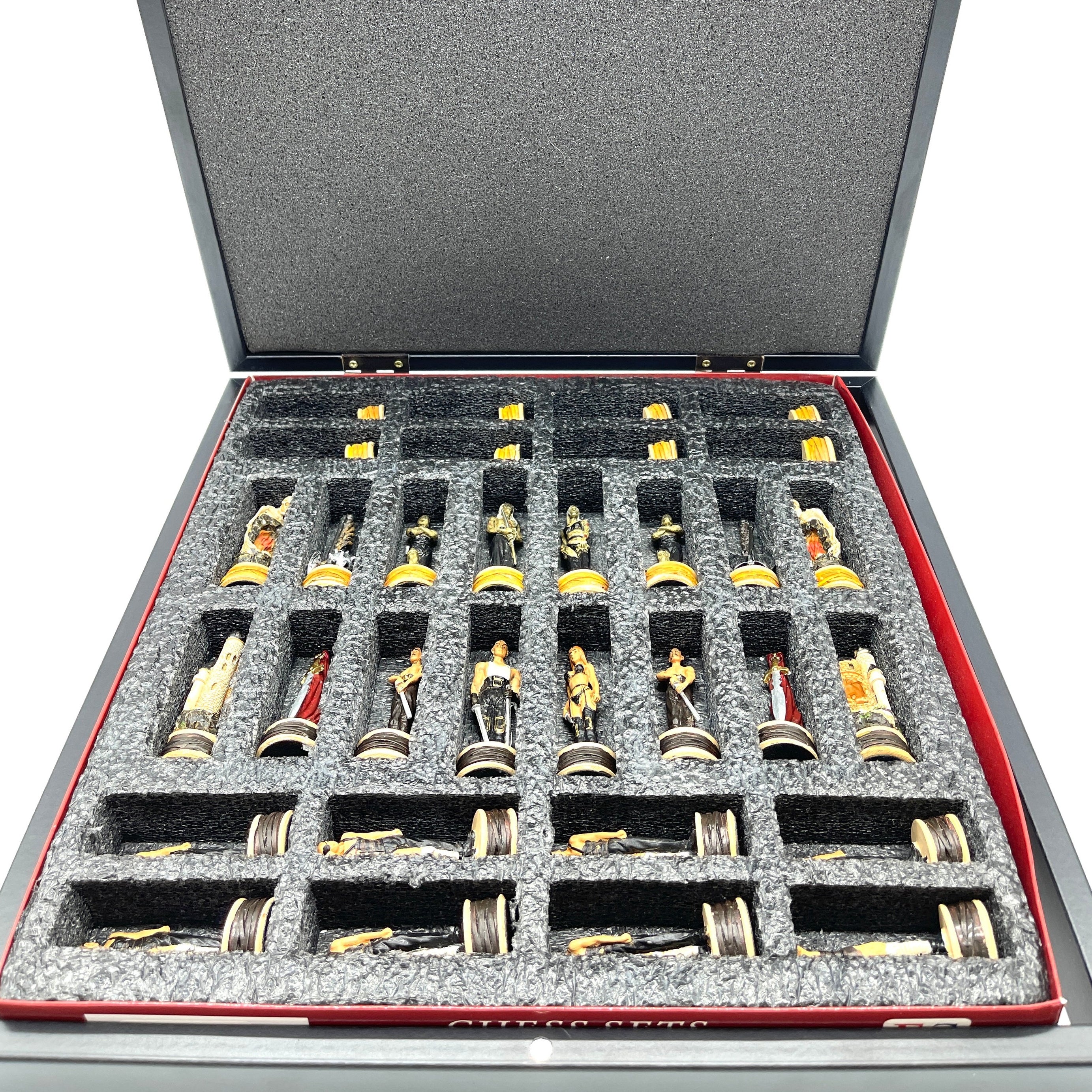 VIP Marble Patterned Folding Chess Set With Zombies Polyester Chess Pieces