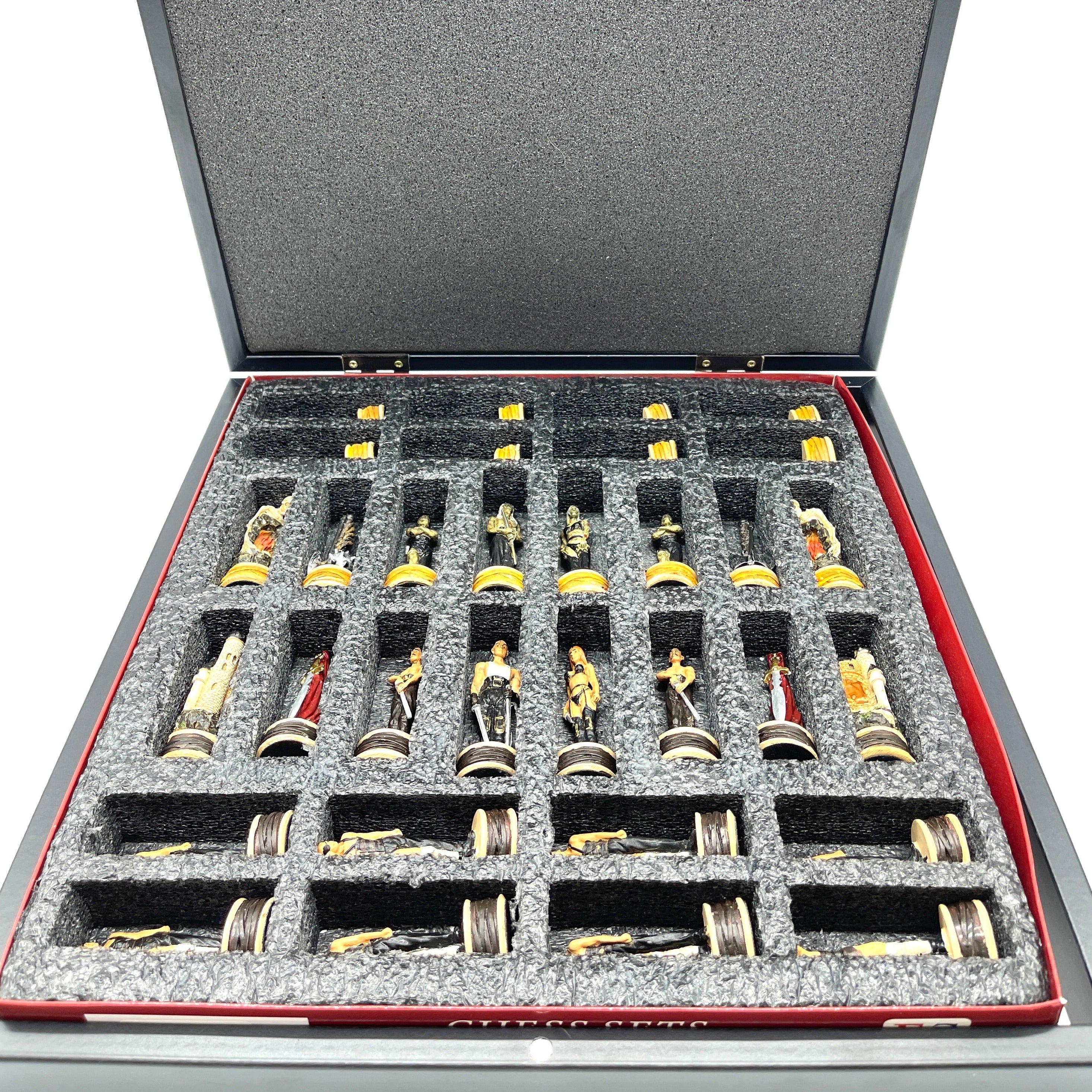 VIP Marble Patterned Folding Chess Set With Zombies Polyester Chess Pieces