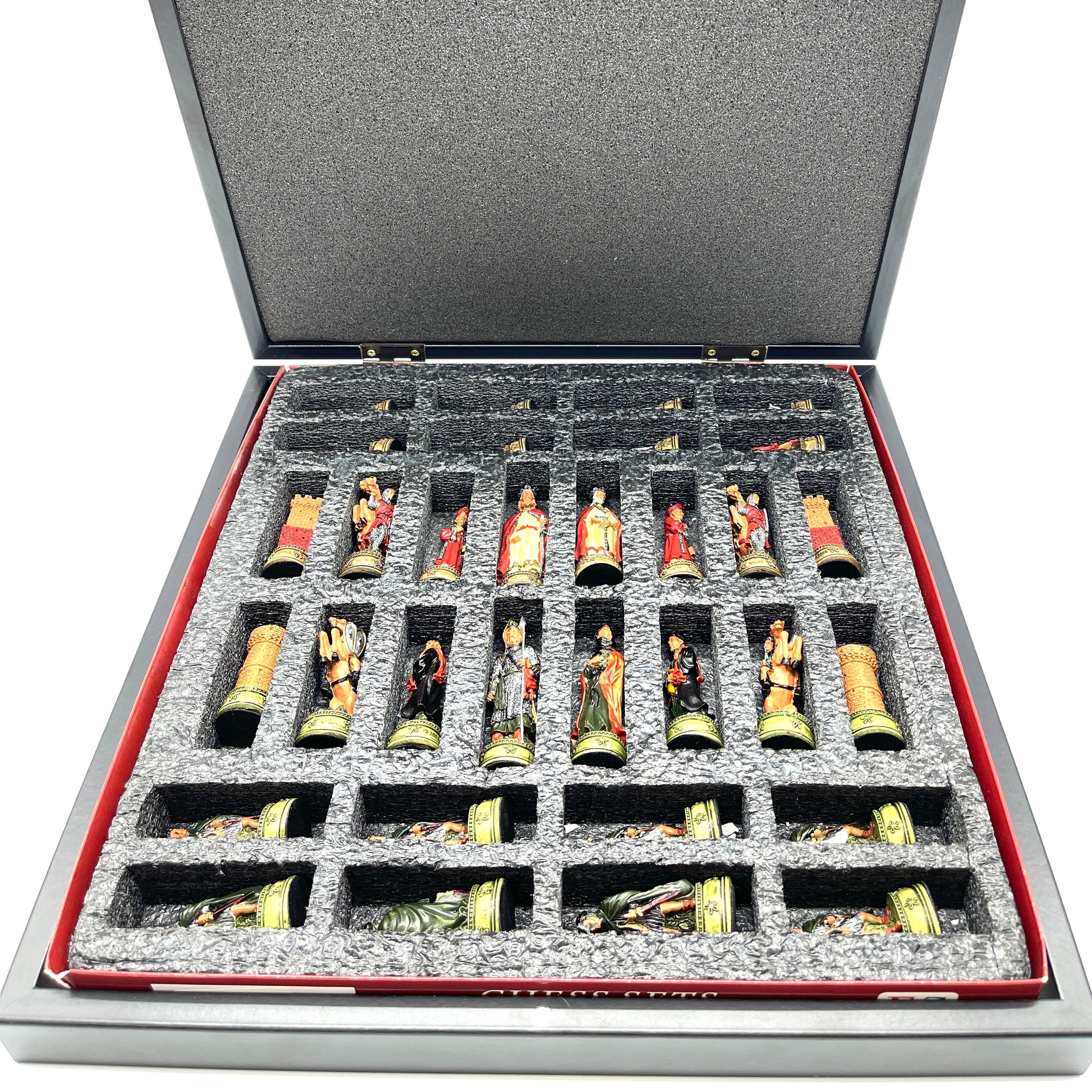 VIP Marble Patterned Folding Chess Set With CamelotPolyester Chess Pieces