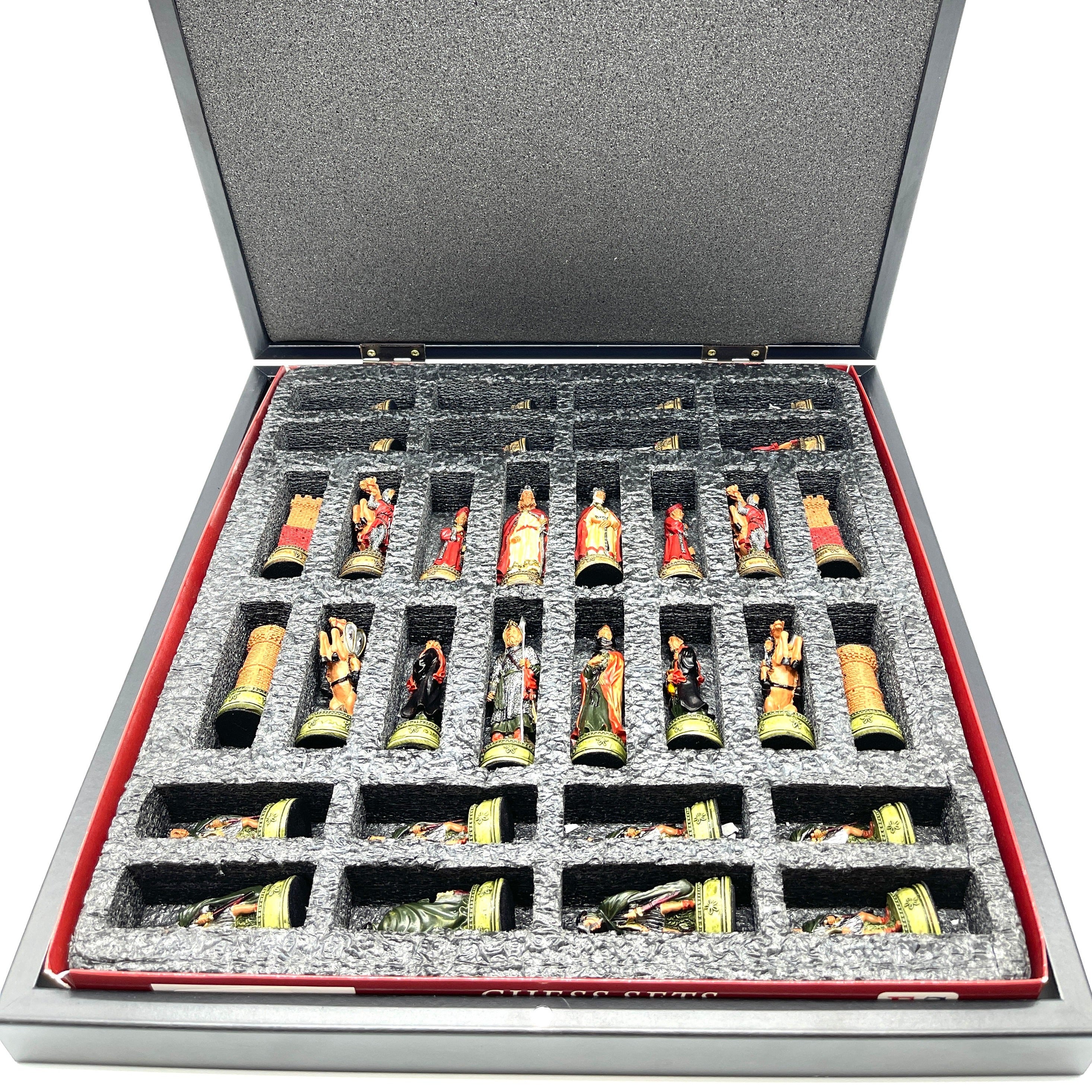 VIP Marble Patterned Folding Chess Set With CamelotPolyester Chess Pieces