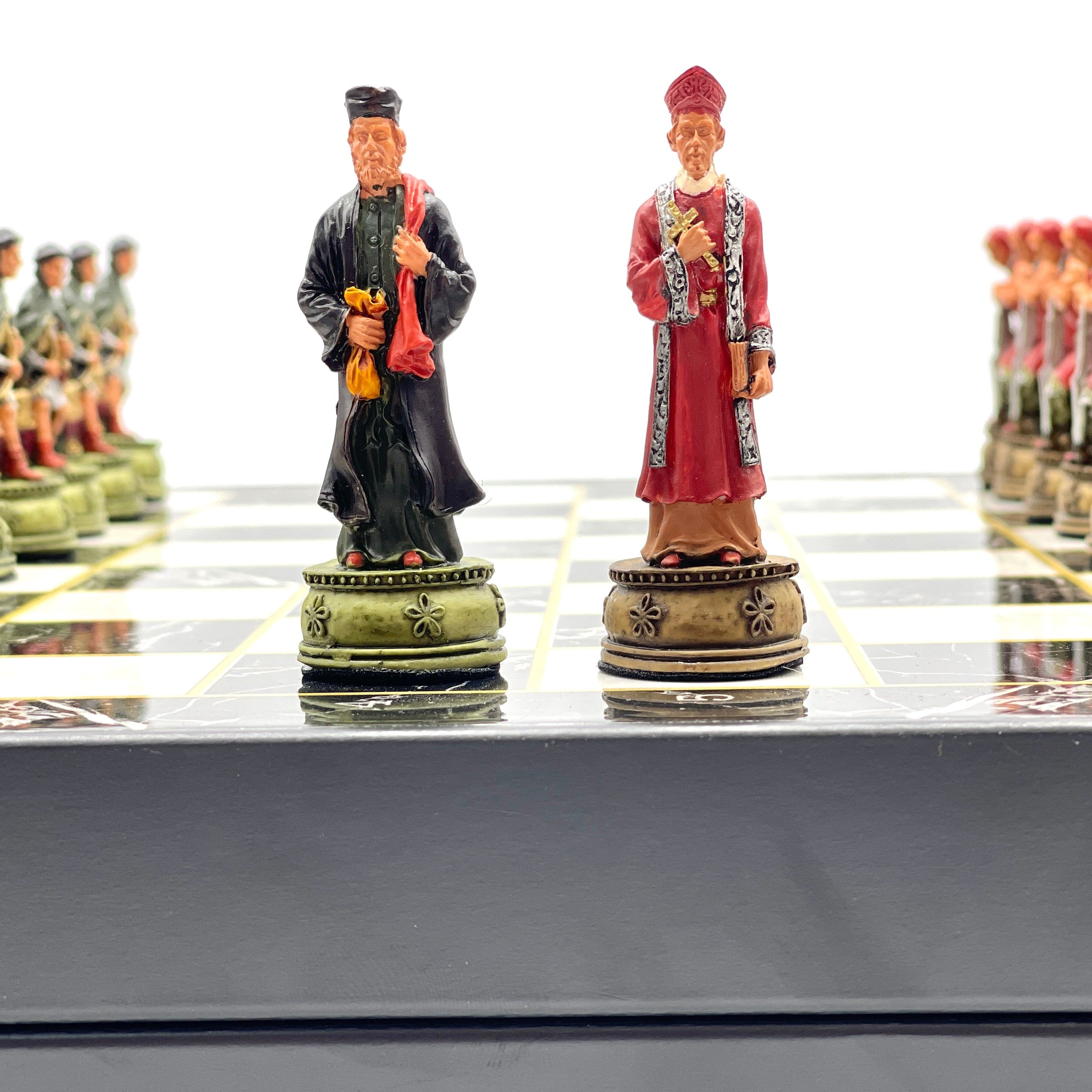 VIP Marble Patterned Folding Chess Set With CamelotPolyester Chess Pieces