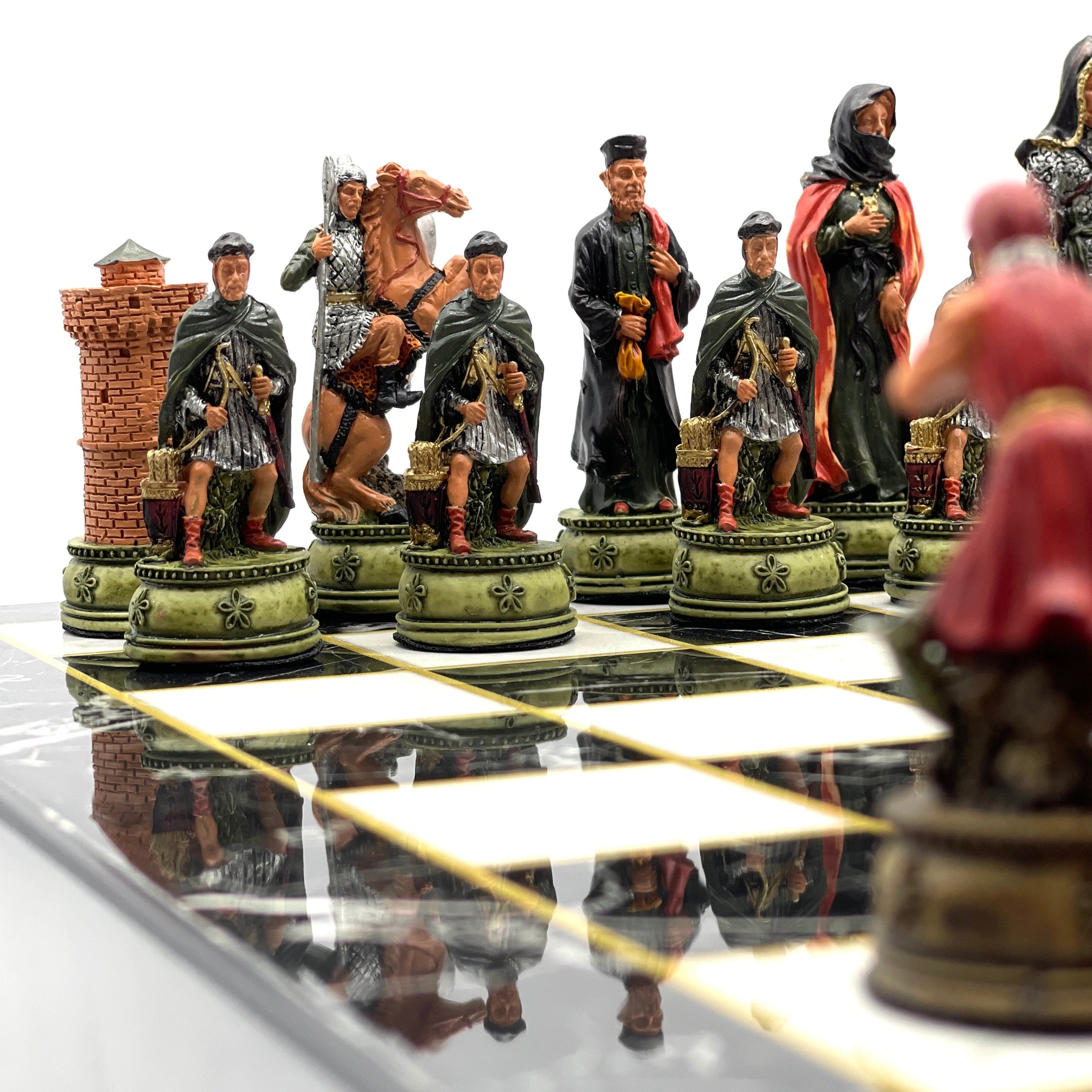 VIP Marble Patterned Folding Chess Set With CamelotPolyester Chess Pieces