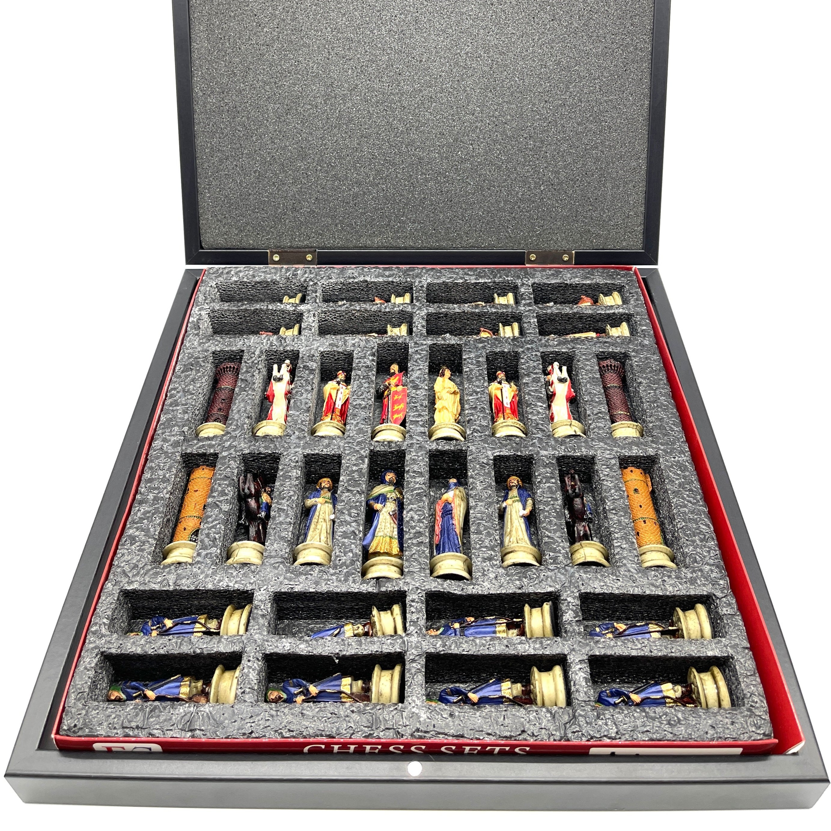 VIP Marble Patterned Folding Chess Set With Crusaders Polyester Chess Pieces