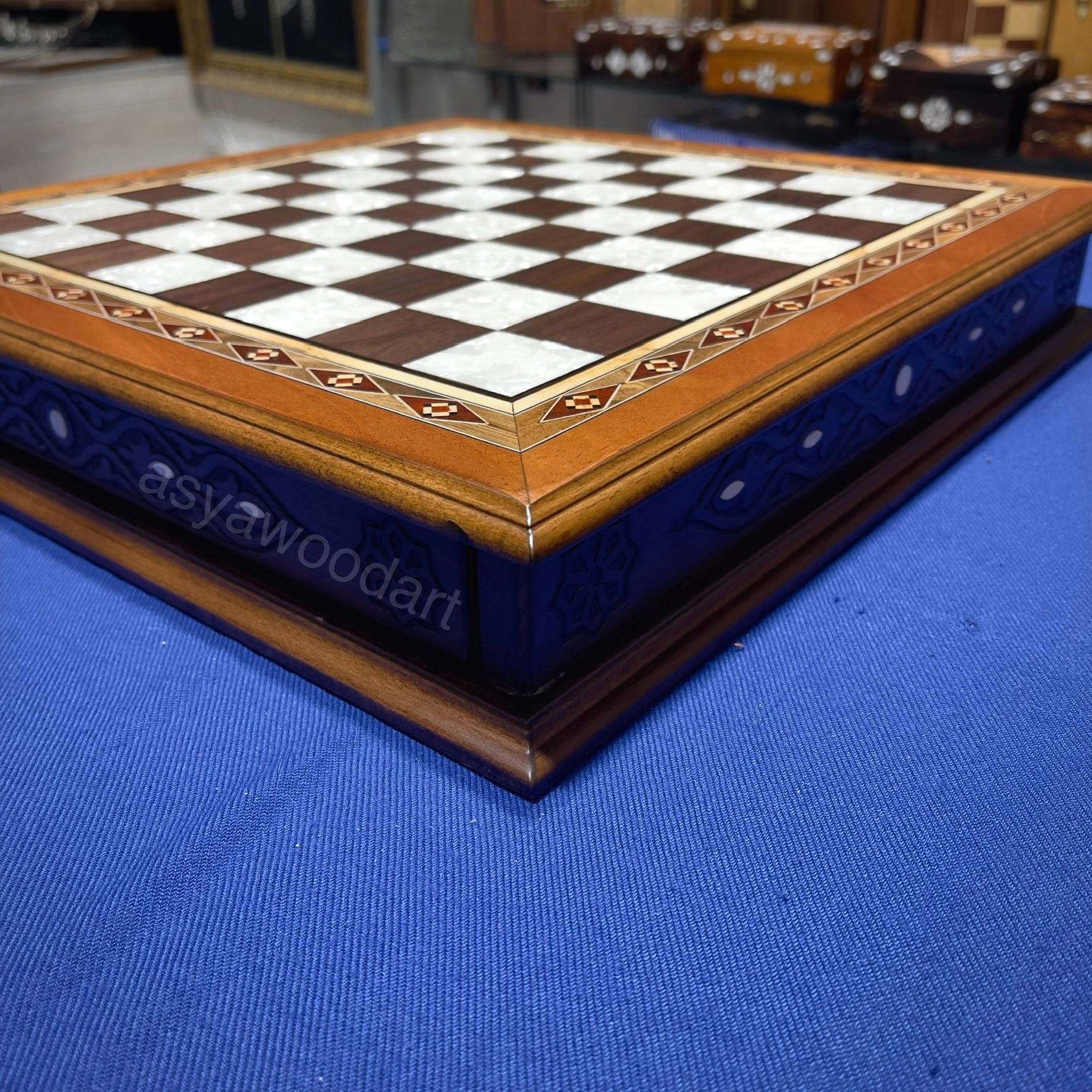 Personalized Wooden Chess Board with Special Storage Metal Theme Chess Pieces
