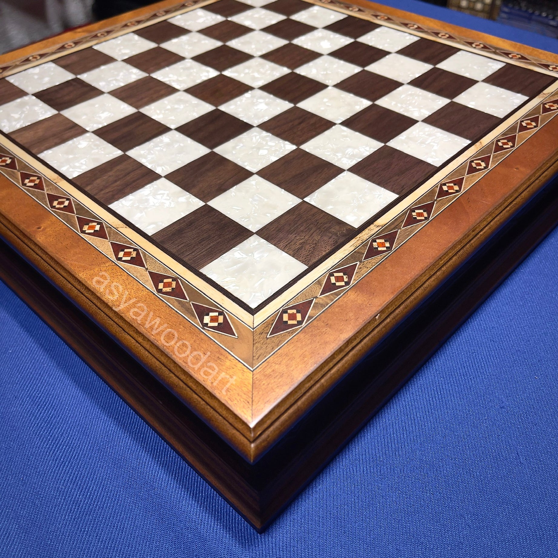 Personalized Wooden Chess Board with Special Storage Metal Theme Chess Pieces